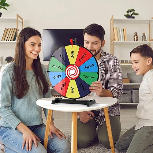 Miniatura 7 de Rueda giratoria de premios de 12 pulgadas, 10 ranuras de mesa, rueda de ruleta base resistente para carnaval, feria, ganar juegos de Fortune Spin