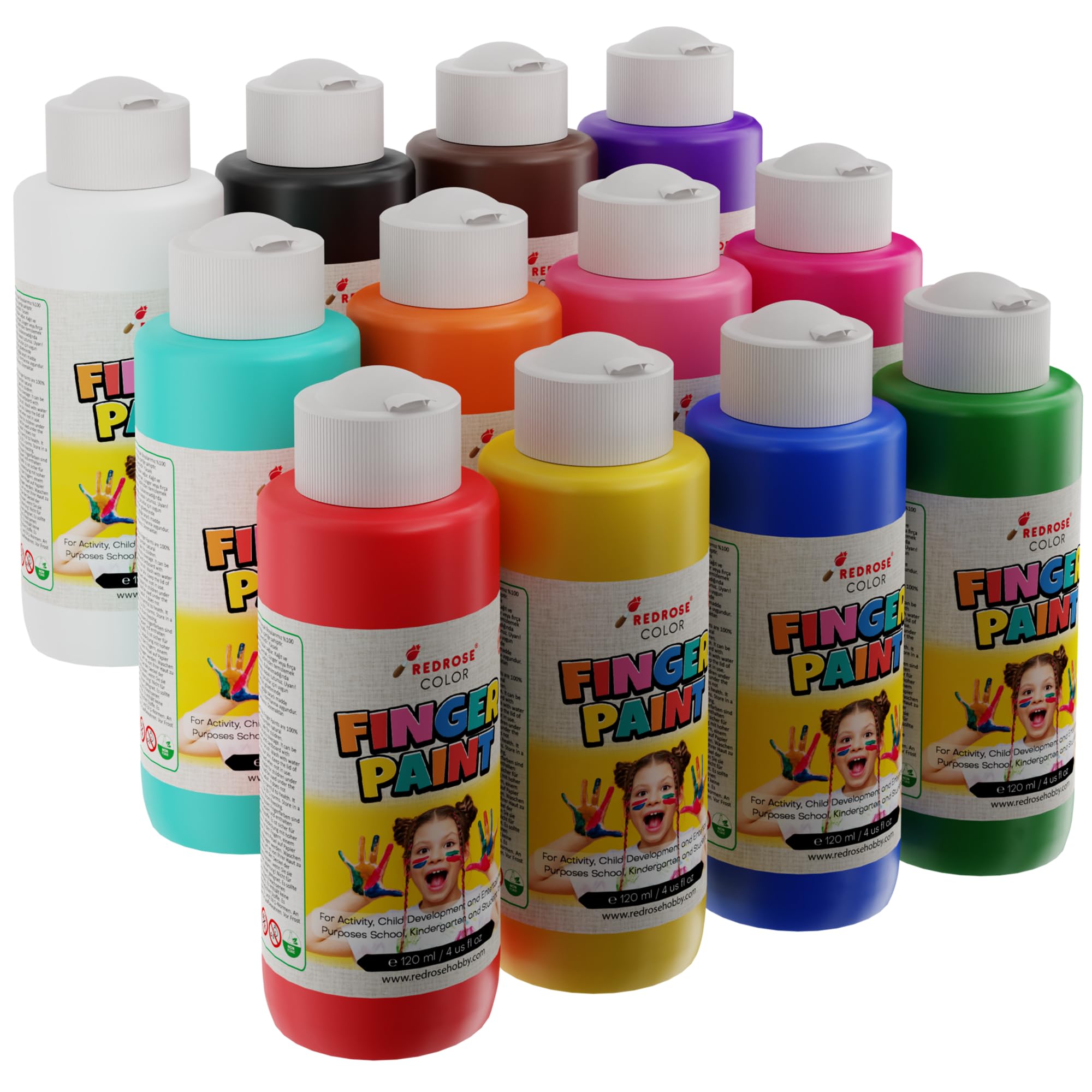 Red Rose Tüm Renkler Parmak Boyası 12'li Set 12x120 ml