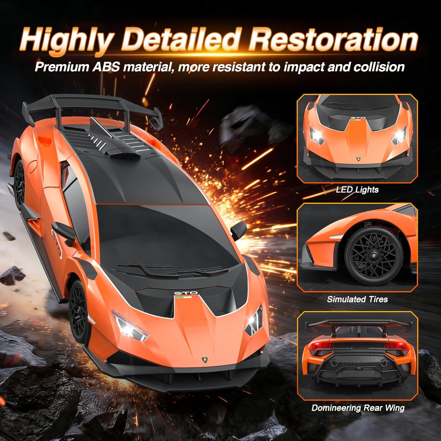 Lamborghini Remote Control Car, 1:18 Scale Officially Licensed Lambo Toy Car, 35KM/H High Speed Fast RC Drift Car with LED Light 2.4GHz Model Cars for Boys Girls Kids Adults Birthday Ideas Gift - Image 4