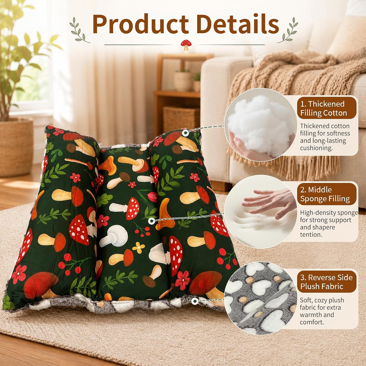 15.7 X 16.9Washable Thickened Bunny Bed Soft Flannel Small Animal Cushion Indoor Warm Nest for Rabbits Guinea Pigs Hamsters Kittens Small Animal Bed