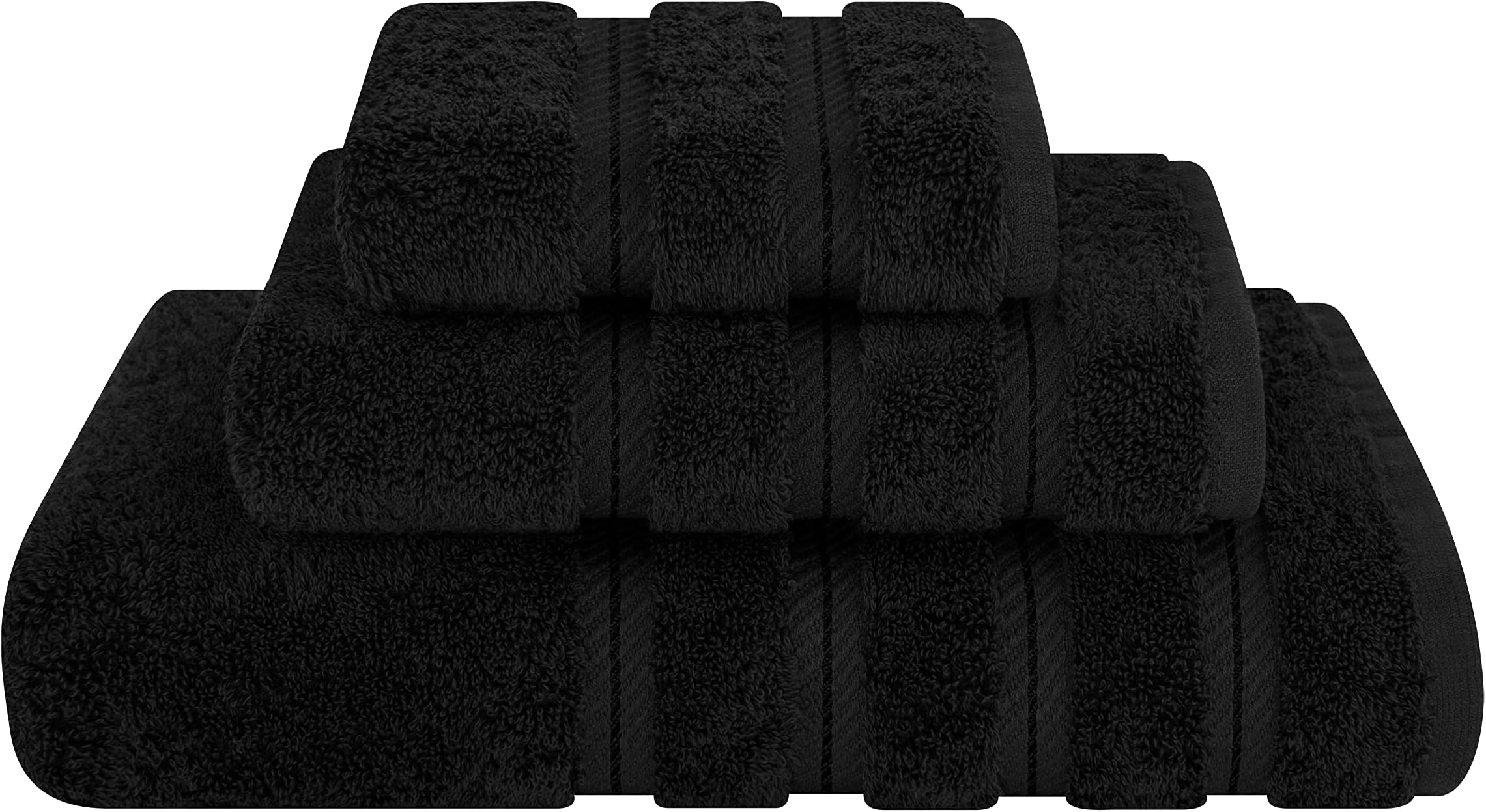 American Soft Linen Premium 3 Piece Towel Set, 1 Bath Towel 1 Hand Towel 1 Washcloth, 100% Cotton Turkish Towels for Bathroom, Black Towel Set