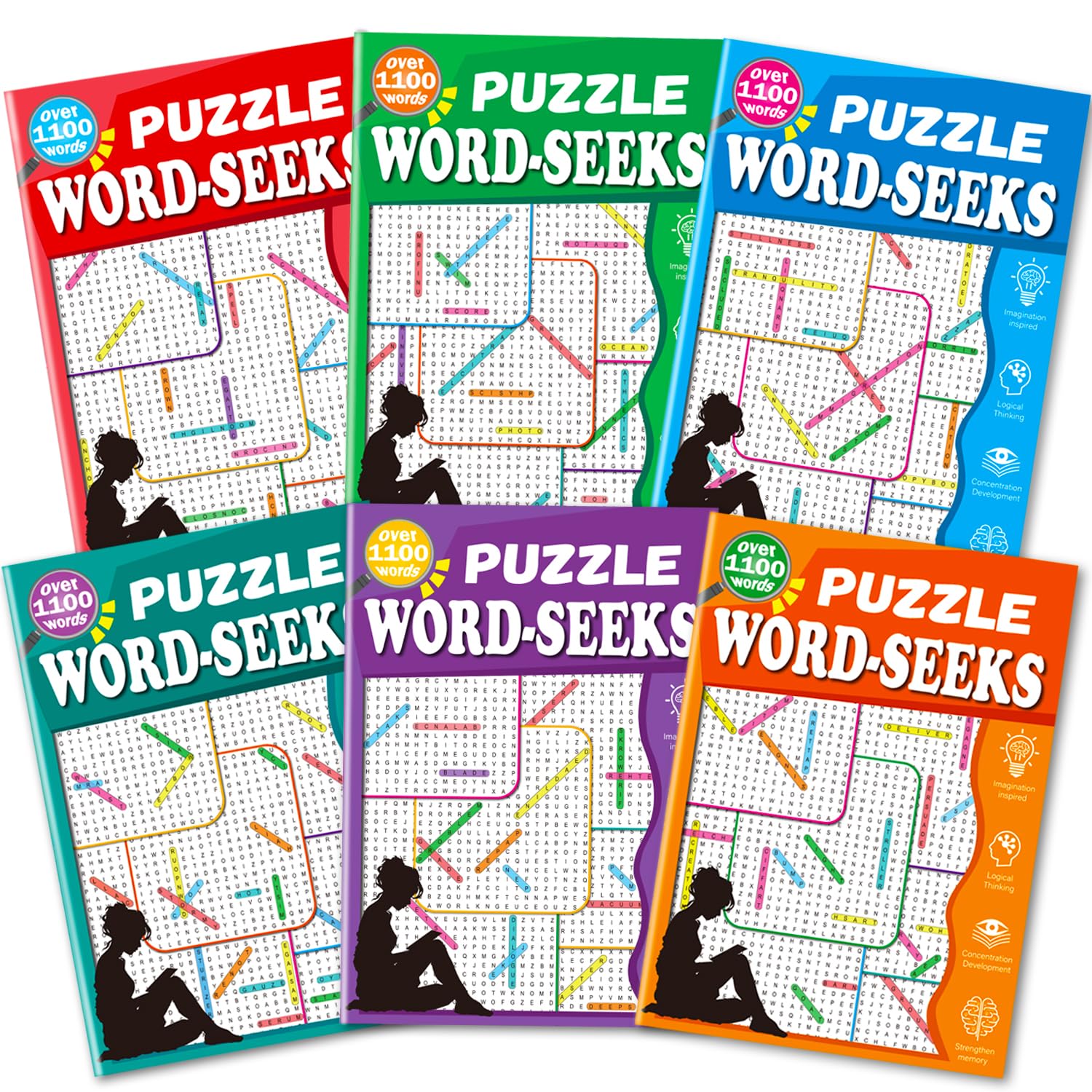 Aannanl Word Search Puzzle Books for Adults Seniors Large Print - Set of 6 Adult Activity Book,Brain Games,Criss Cross Puzzle Books