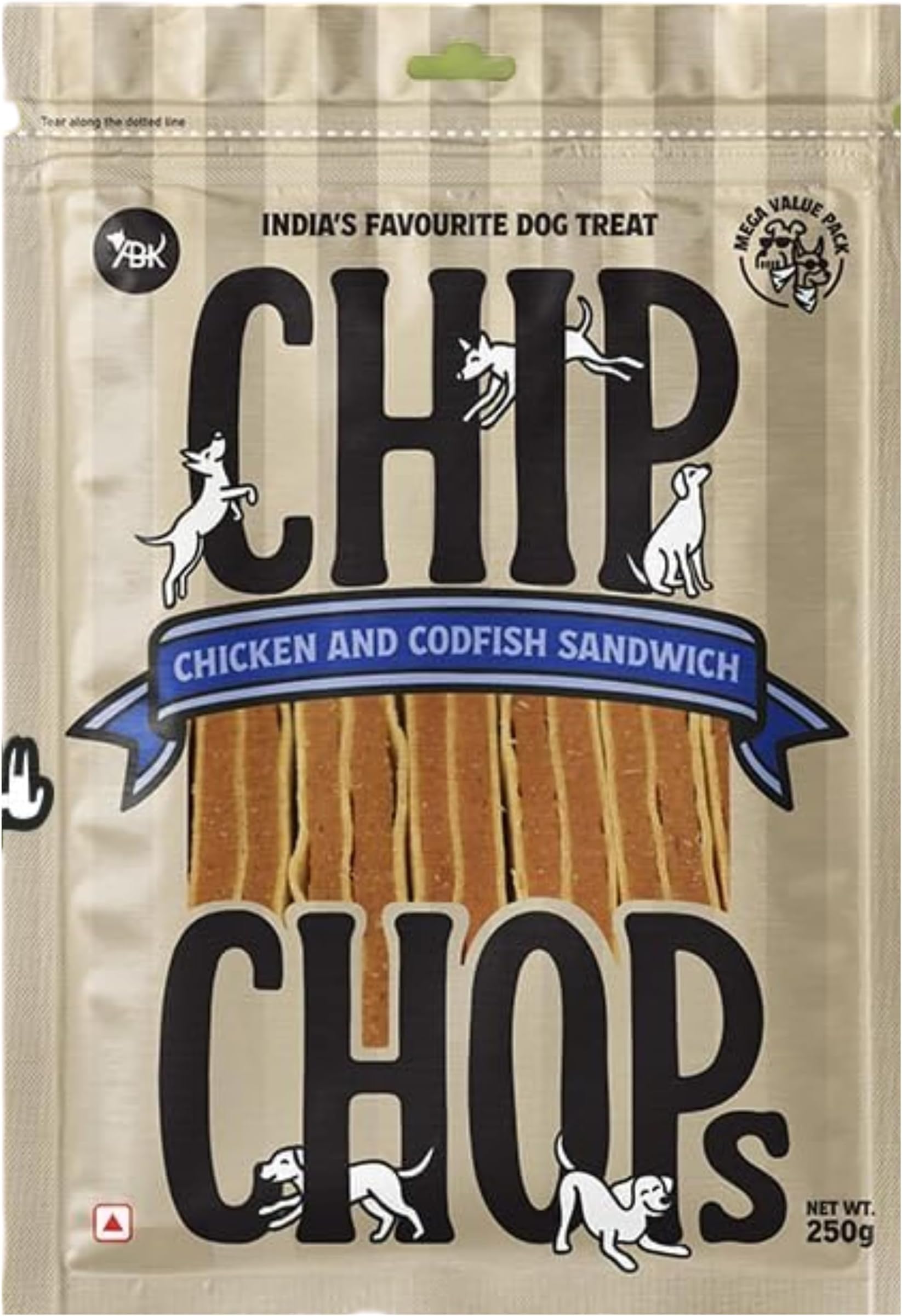 Chicken & Codfish Sandwich Dog Treats, High Protein Training and Reward Treats, Snacks, Healthy & Easily Digestible, Suitable for All Dog Breeds 250g - Pack of 1