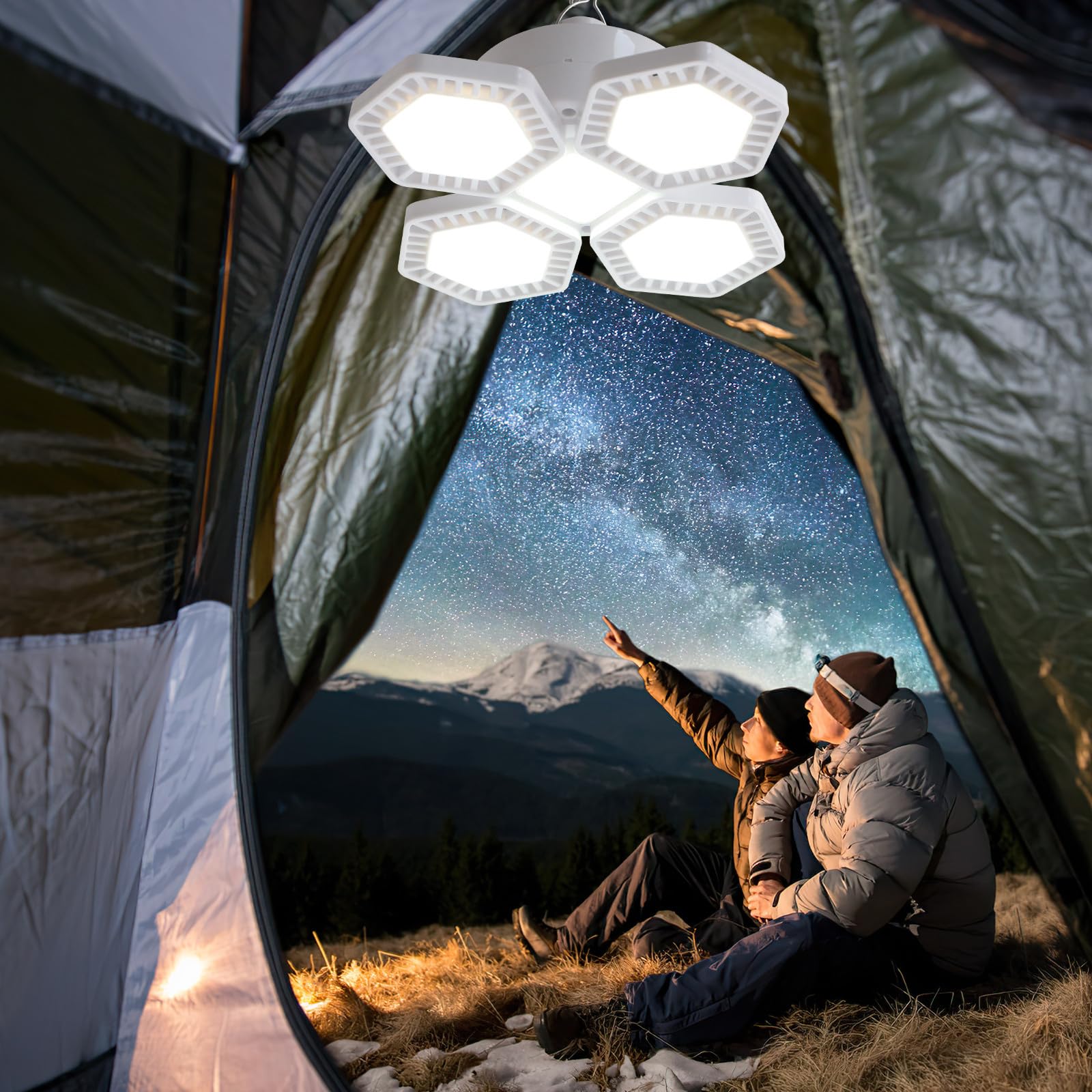 Yardwe Lámpara Solar Recargable para Camping 169 Leds, Brillo Ajustable y Diseño de Material Pp para Iluminación Exterior y Uso en Tiendas de Campaña