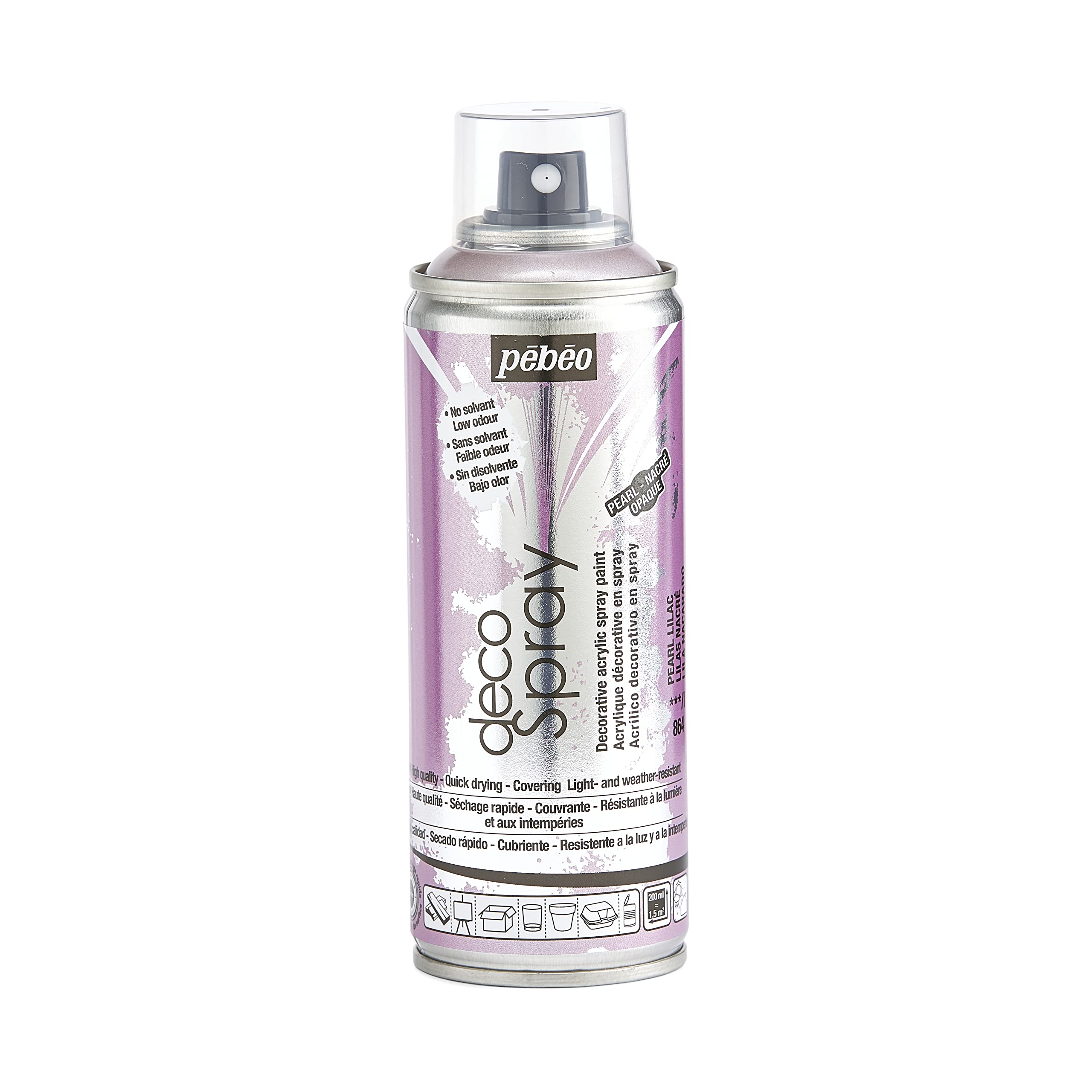 Pebeo Water-Based Acrylic Spray Paint, Deco Spray, 200ml, Pearl Color, NO.864 Lilac Pearl