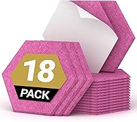 Vista 18 de TONOR - Paquete de 12 paneles acústicos hexagonales, paneles autoadhesivos a prueba de sonido de 12 x 10 x 0.4 pulgadas para paredes, panel de pared