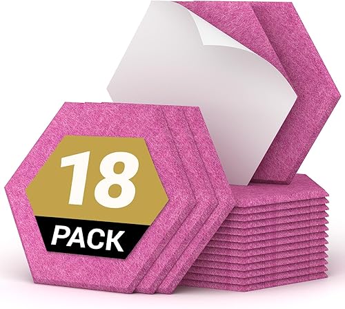 Miniatura 15 de Paquete de 12 paneles acústicos hexagonales, TONOR 12" x 10" x 0.4" paneles insonorizantes de alta densidad para paredes, panel de espuma de Negro