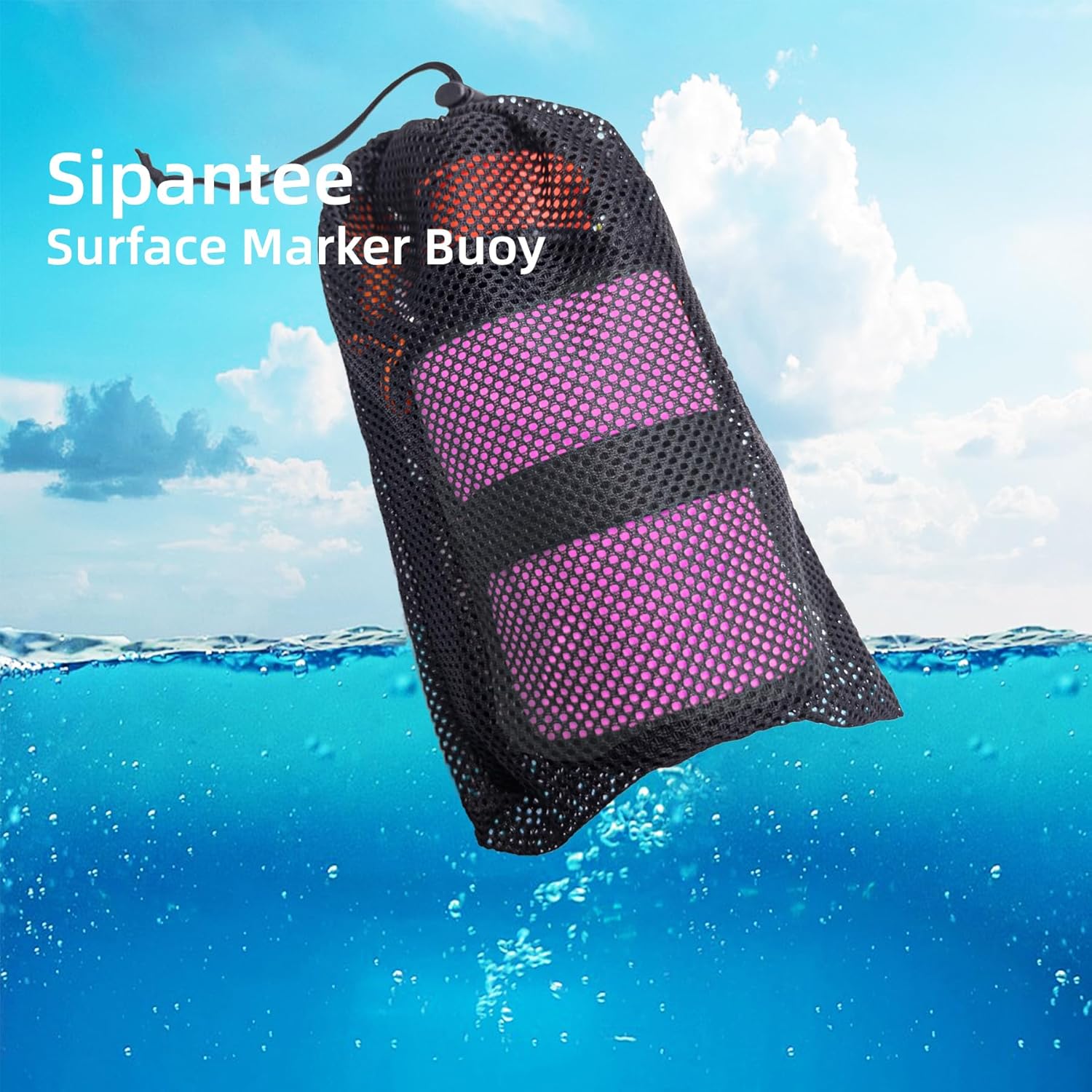 Surface Marker Buoy Scuba Diving SMB Marker Buoy Safety Sausage for Scuba Diving SMB 5ft DSMB Diver Below Signal Tube with Metal Finger Spool 98ft Dive Reel 316 Double End Hook,Whistle,Bag