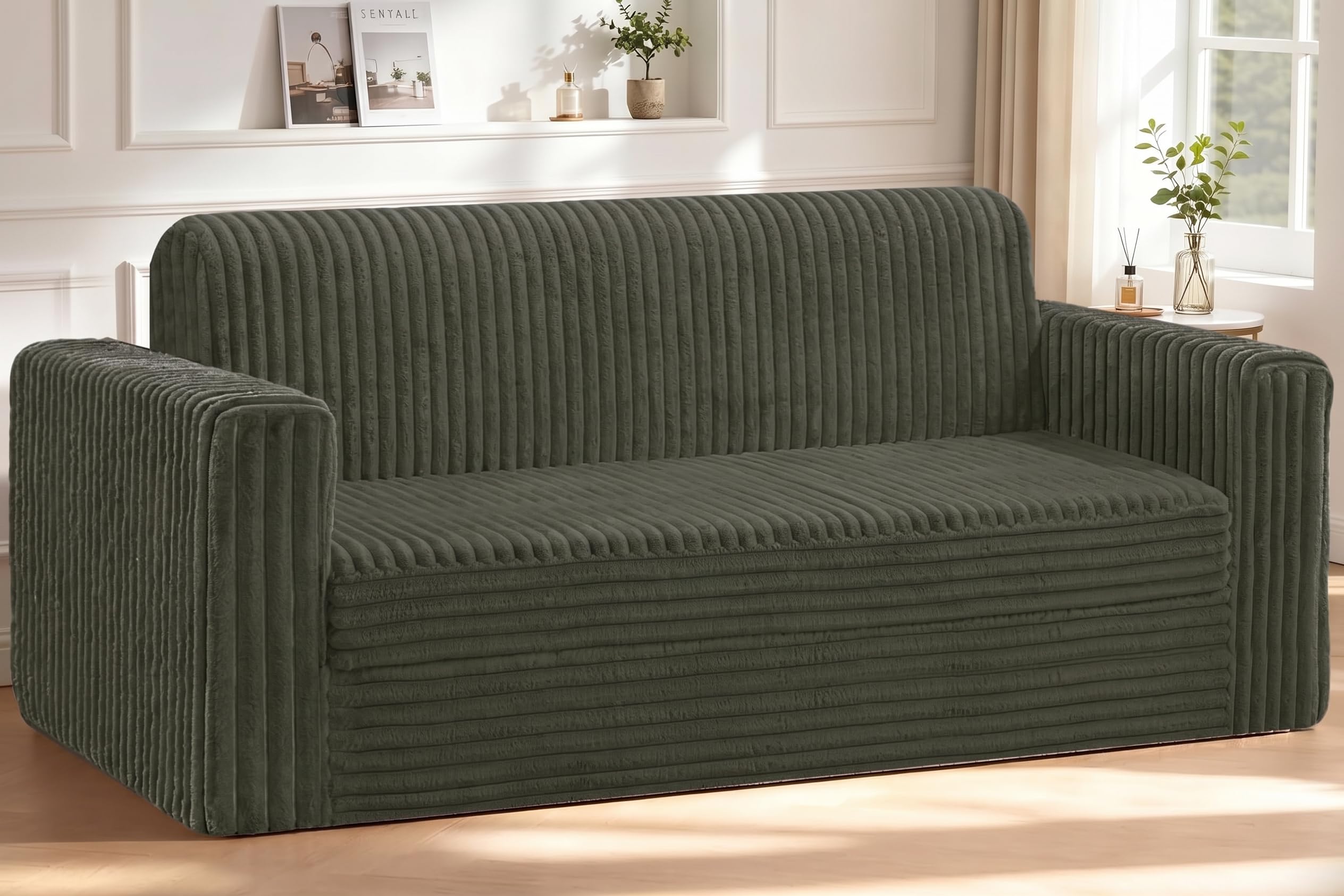 HABUTWAY Loveseat Boneless Couch,4-in-1 Convertible Sofa Bed,X-Large,Green