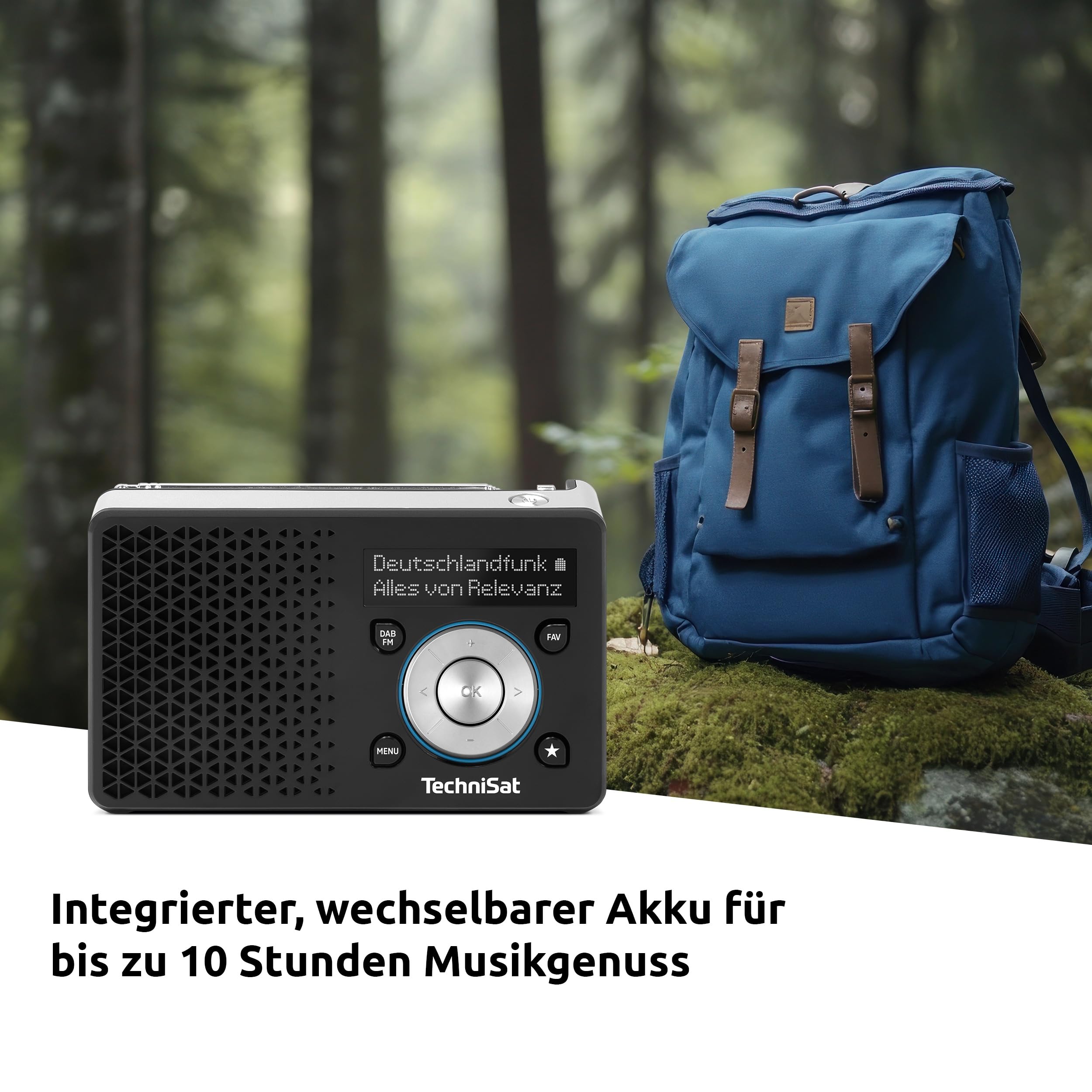 TechniSat DIGITRADIO 1 A – Tragbares DAB+ Radio mit Automatic Safety Alert (ASA, DAB, UKW, Kopfhöreranschluss, Favoritenspeicher, OLED Display, klein, 1 Watt RMS) schwarz-Silber