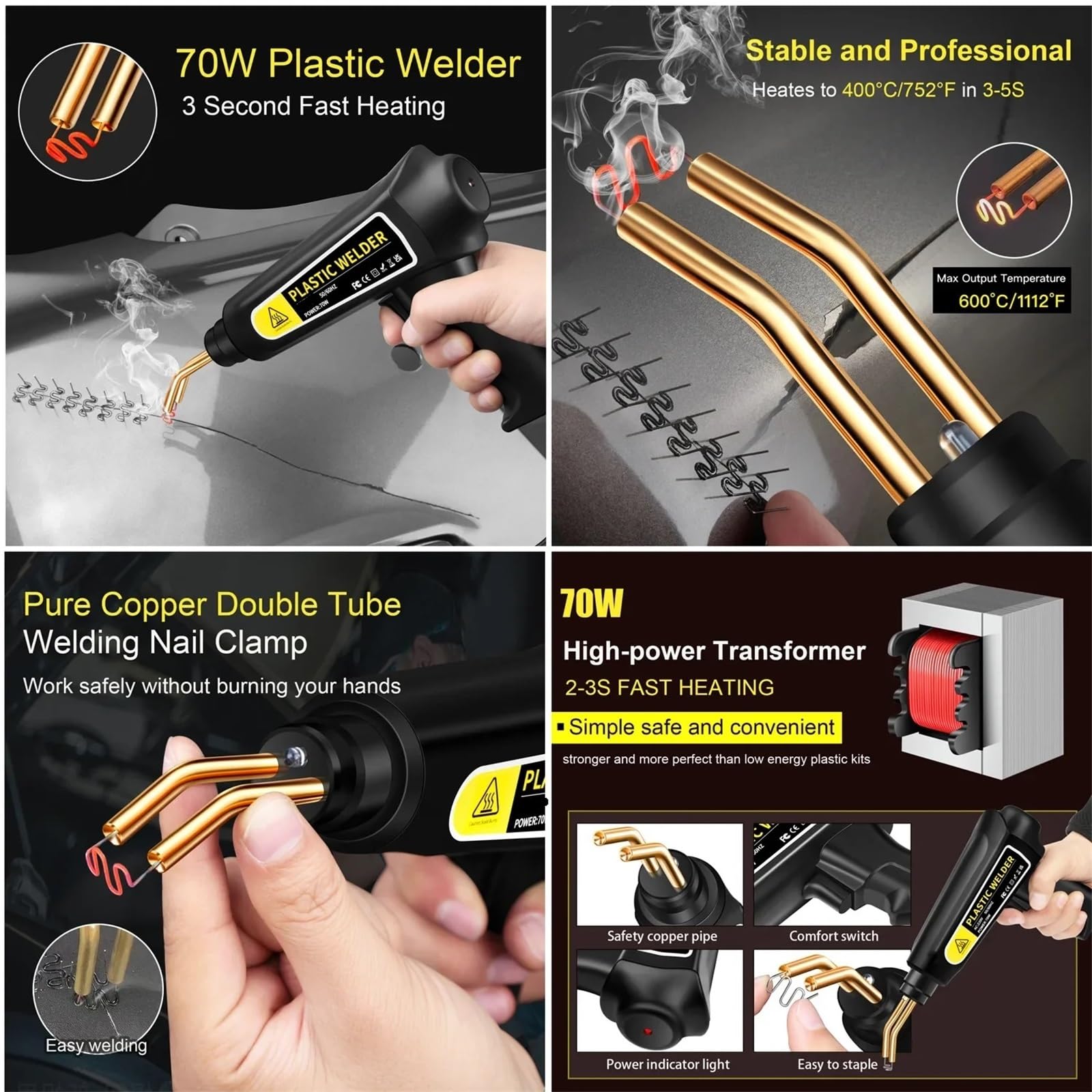 Zestaw lutowania 70W Zgrzewarka do plastiku Zestaw naprawczy zderzaka samochodu Zgrzewarka do plastiku Zszywacz na gorąco Naprawa plastiku Pistolet do zszywania na gorąco(SET 2)