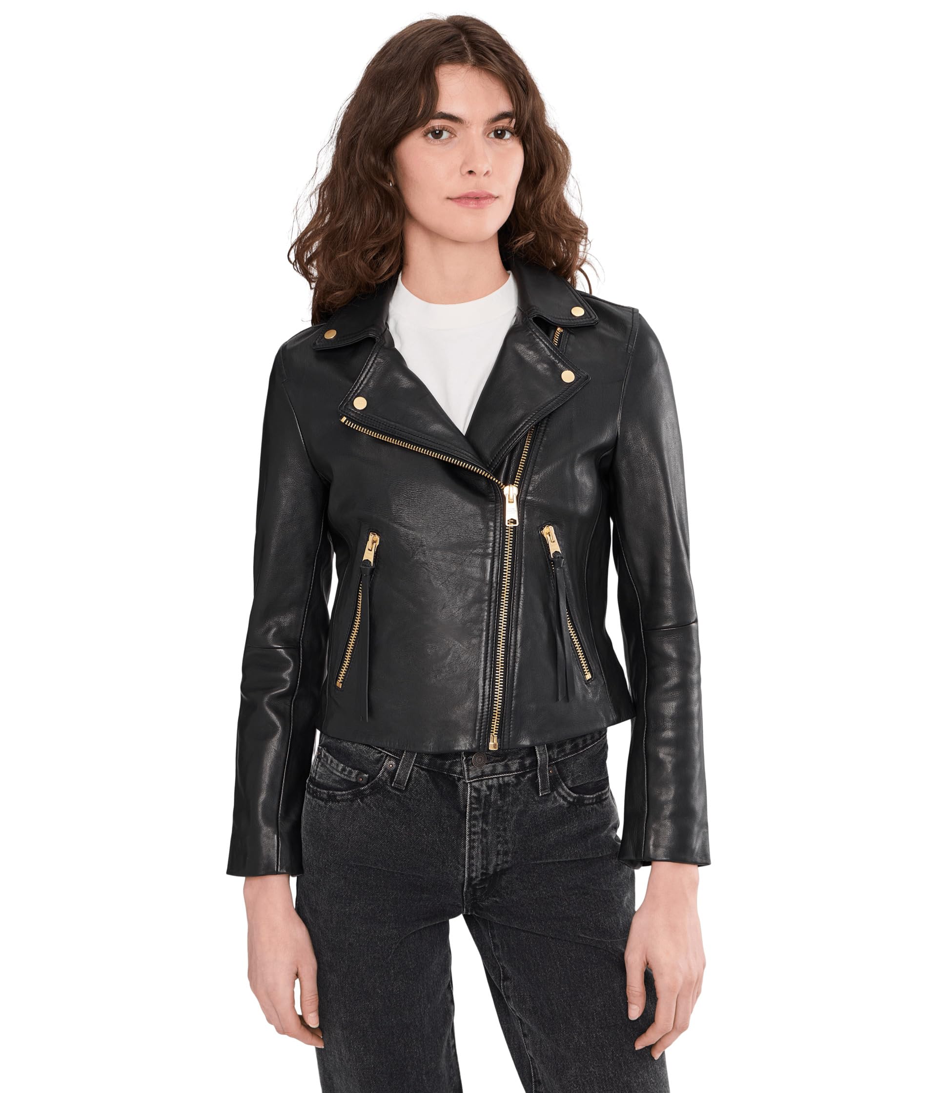 AllSaints Women's Leather Jacket Dalby Biker