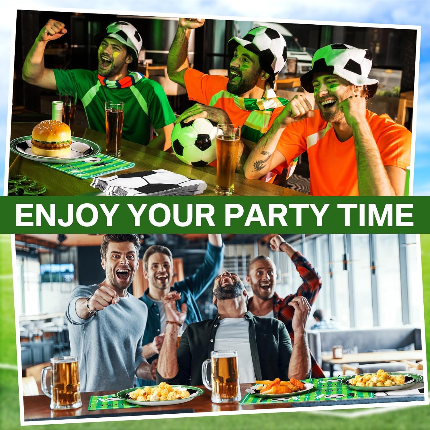 180 Pcs Soccer Party Plates and Napkins 7'' and 9'' Soccer Decorations Football Paper Disposable Football Party Supplies Tableware Set for Sports Birthday Serve 60 - Image 6