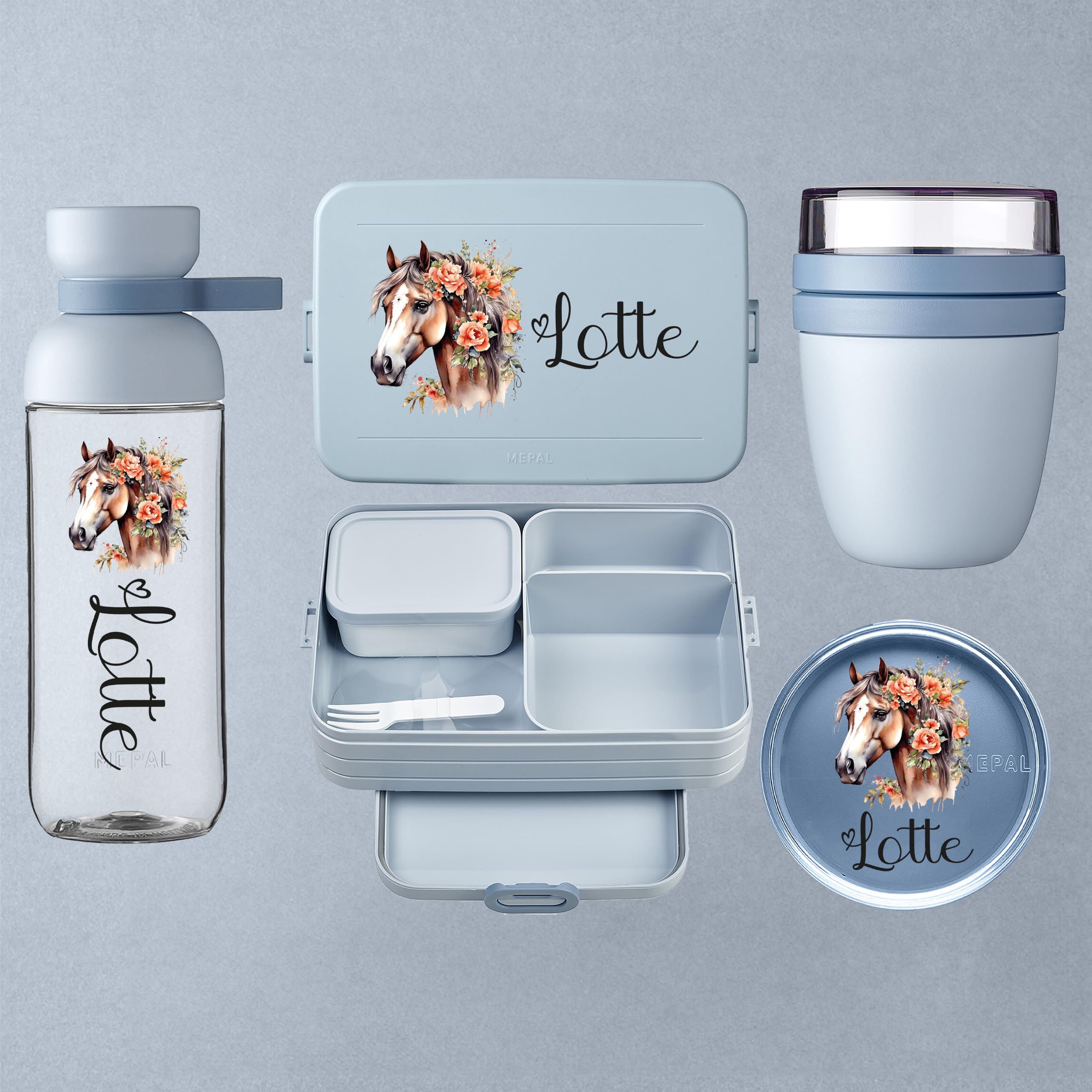Mepal Personalisierte Brotdose Trinkflasche | Zug Lokomotive Dampflock