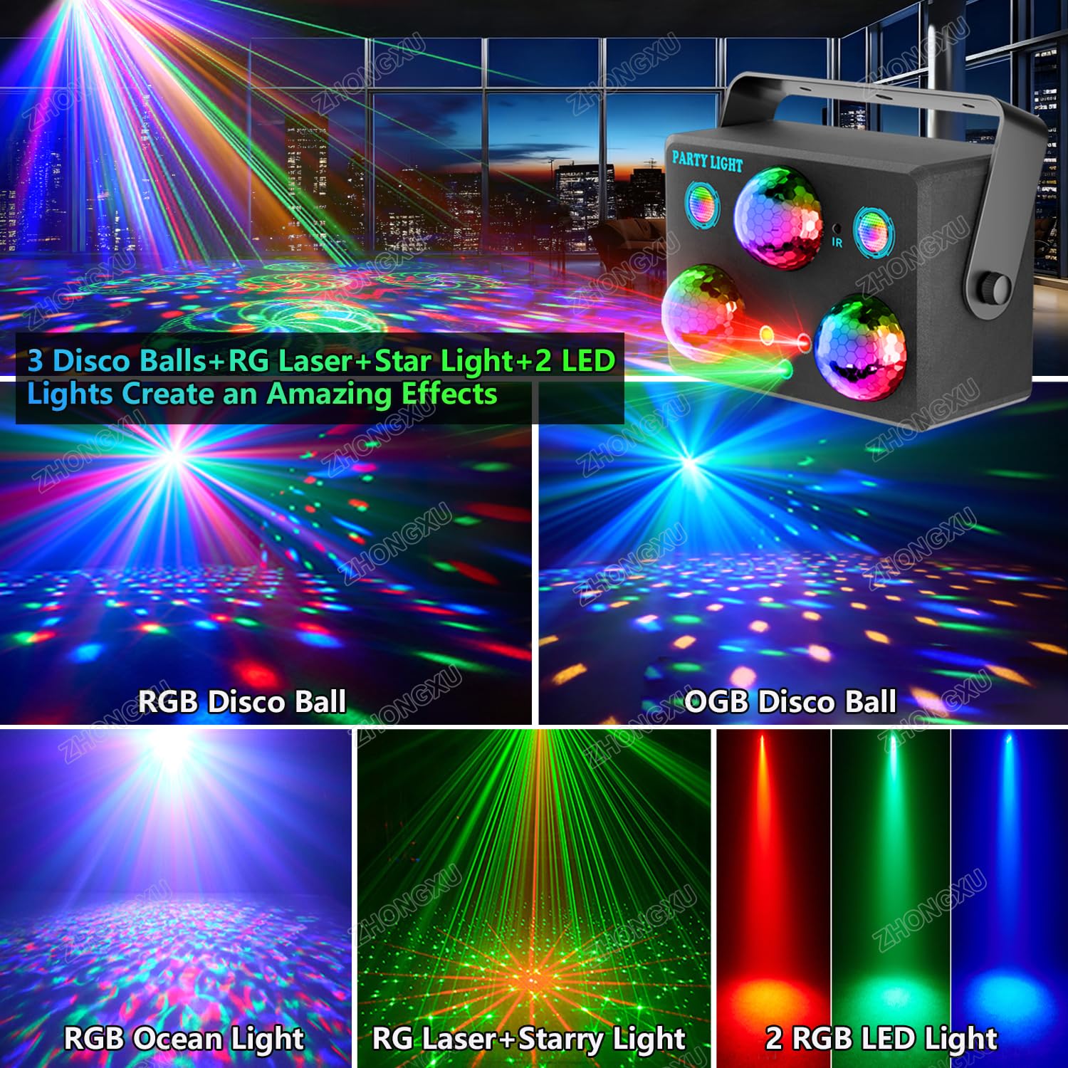 Luces de discoteca, luces de fiesta, activadas por sonido, discoteca para interiores, fiestas, espectáculos, bares, clubes, hogar, cumpleaños, boda, festival de Navidad