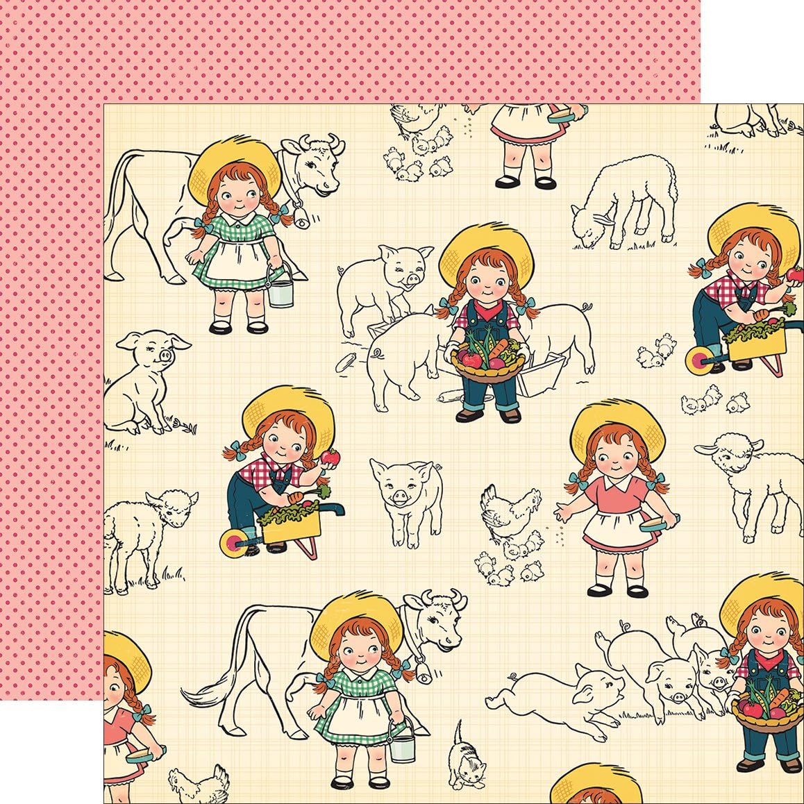 October Afternoon Farm Girl Double-Sided Cardstock 12"X12"-Milk Pail 25 per pack