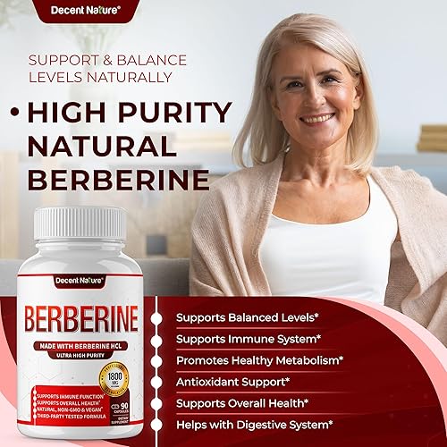 Miniatura 4 de Suplemento de berberina de 1800 mg  Berberina HCl de primera calidad 97% de alta pureza, apoya el sistema inmunológico, clorhidrato y extracto de