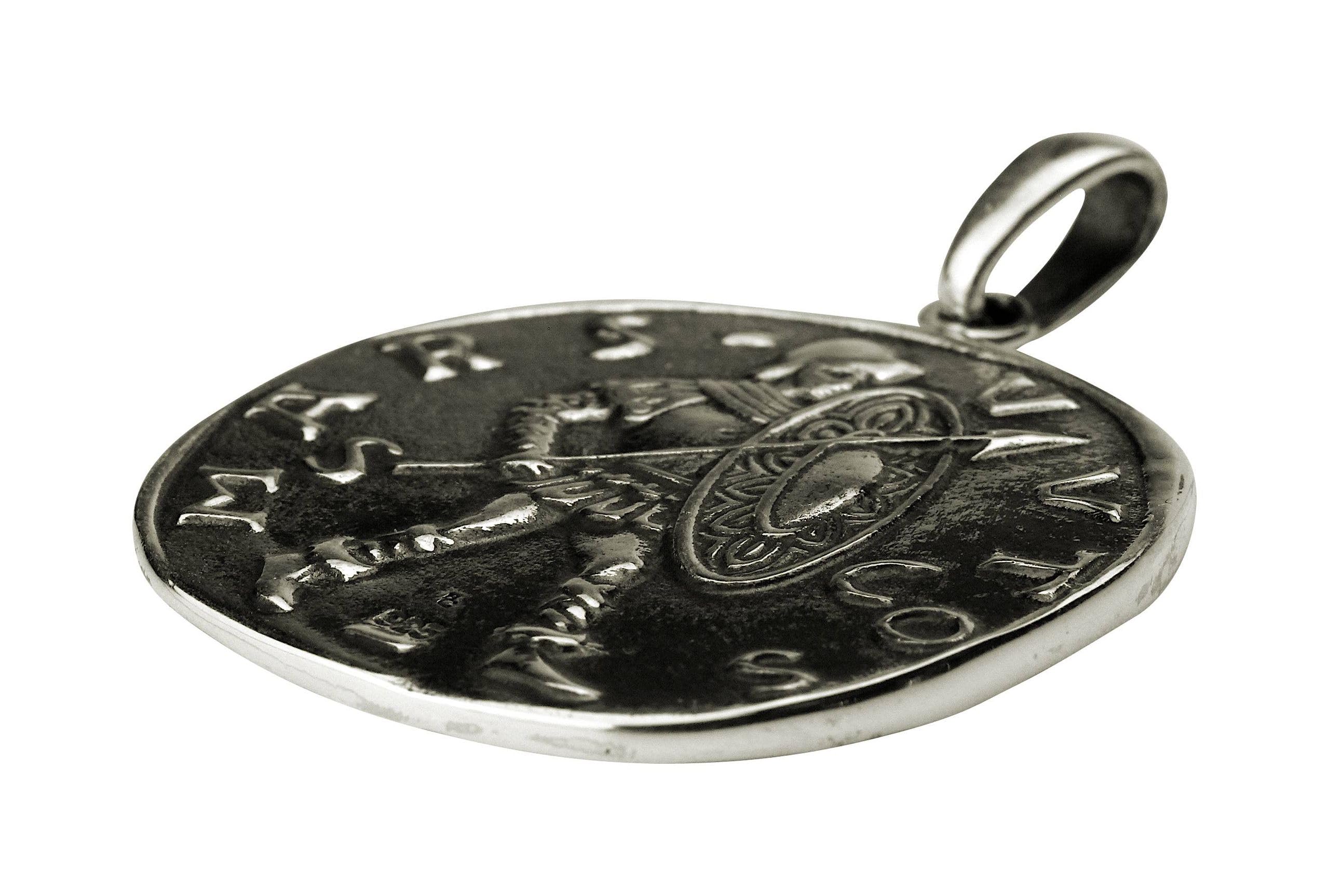 SILBERMOOS Damen Anhänger Münze Nachbildung antik römisch Kaiser Caesar rund geschwärzt 925 Sterling Silber