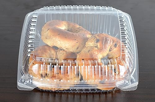 Miniatura 40 de Daxwell 8 x 8 x 3 pulgadas con bisagras de plástico (OPS) recipientes para llevar, microondas, E10005891 (caja de 200)