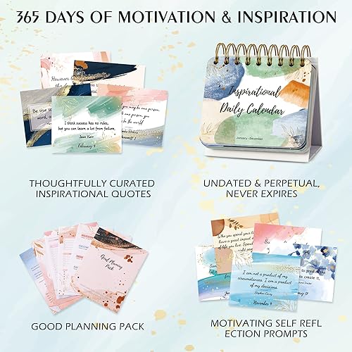 Miniatura 3 de Calendario diario motivacional e inspirador, calendario diario con citas inspiradoras, 5.5 x 4.8 pulgadas, decoración perpetua de escritorio de
