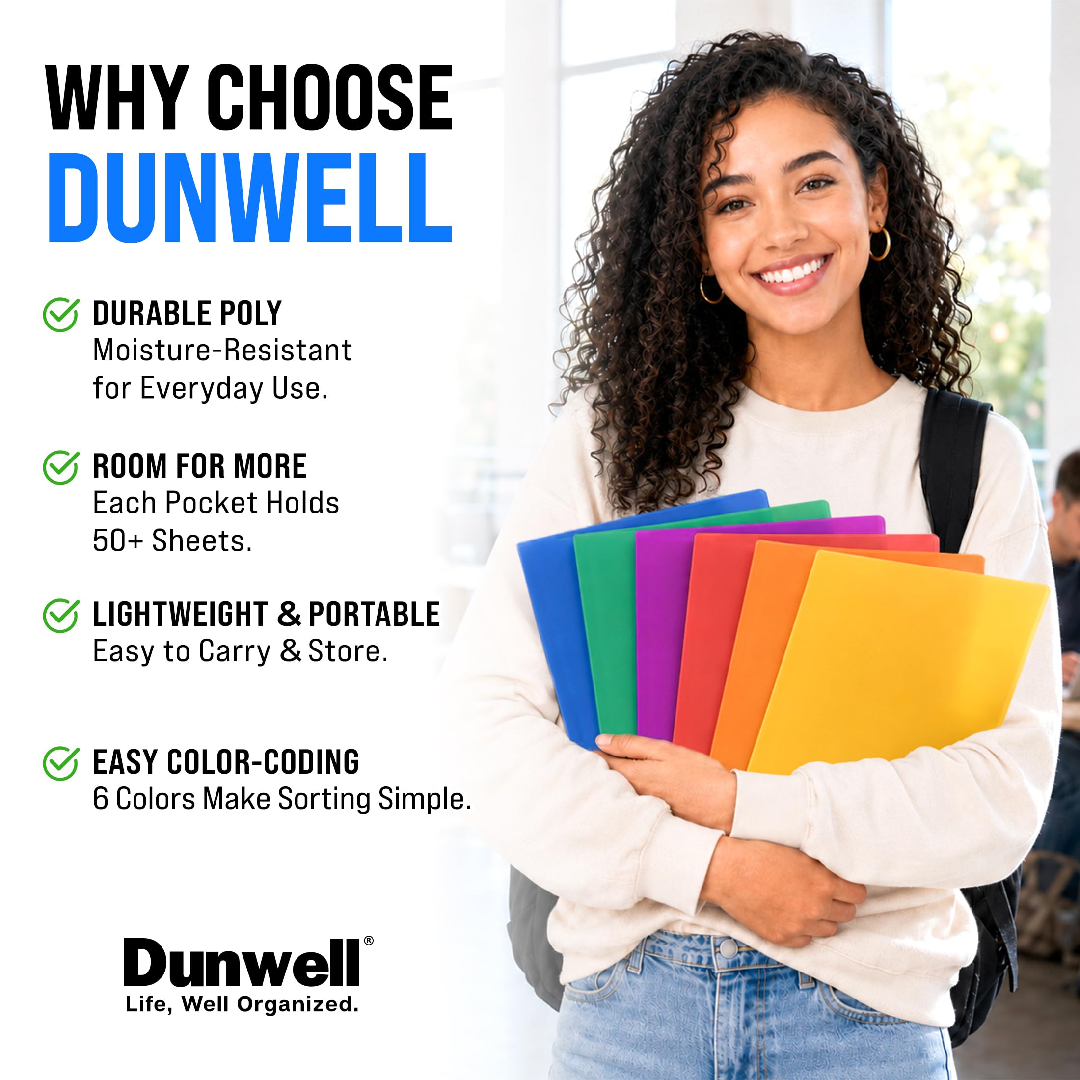 Amazon.com : Dunwell Plastic 2-Pocket Folders, 8.5x11, Assorted, 6