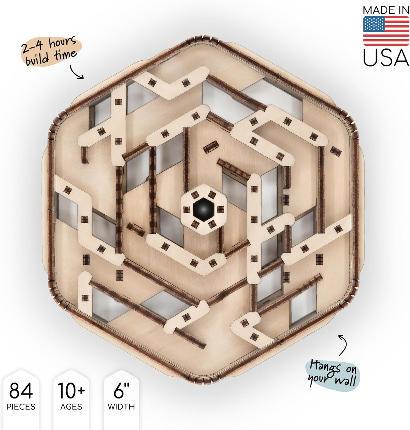 Intrism Icon - Brain Teaser Puzzle for Ages 10+ | Made in USA | DIY Model Kit & 3D Maze Game - 84 Pieces