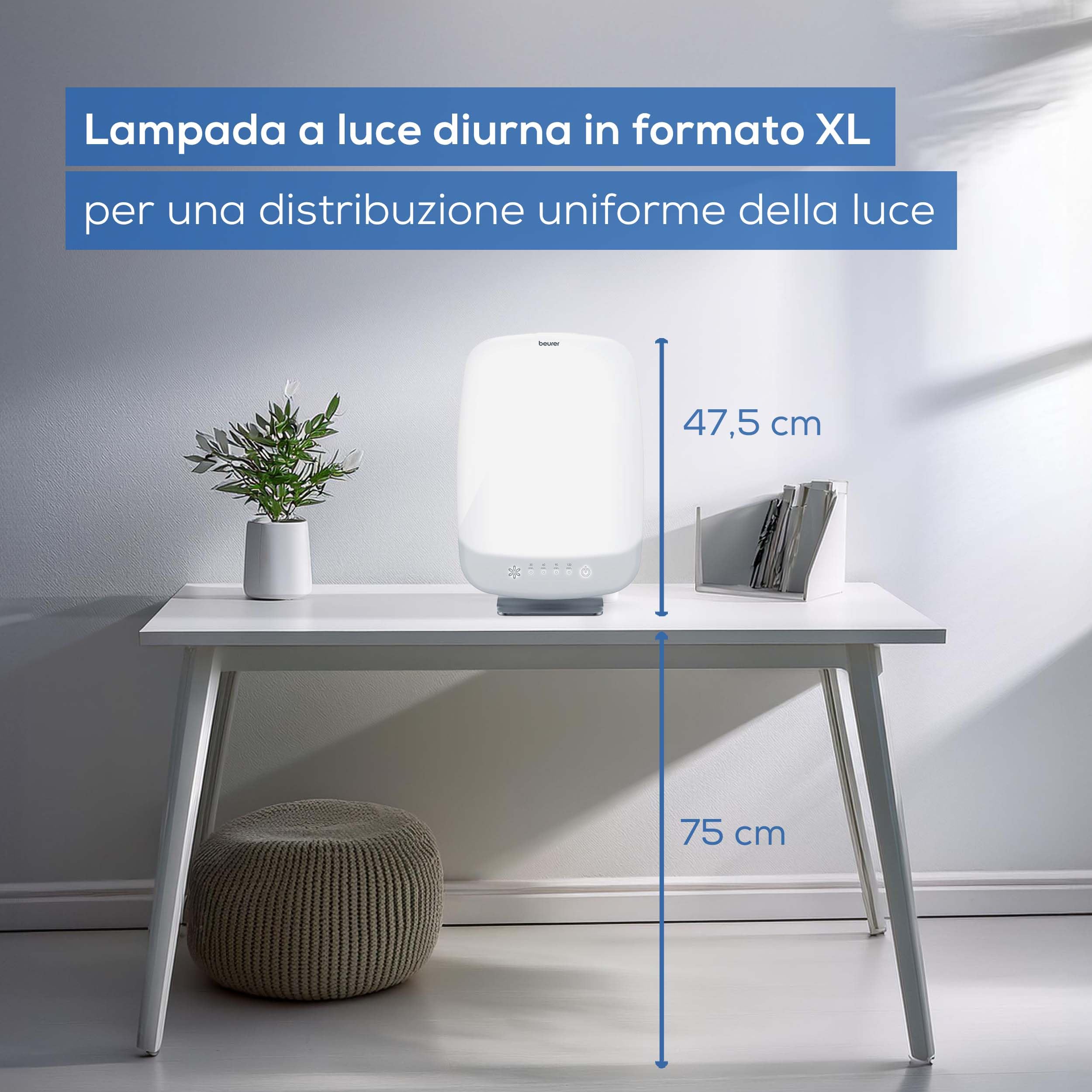 Beurer TL 95 Lampada SAD, simulazione della naturale del giorno, 14000 Lux, Dispositivo medico, lampada di luce naturale del giorno per carenza di luce, tecnologia LED SunLike®, con dimmer