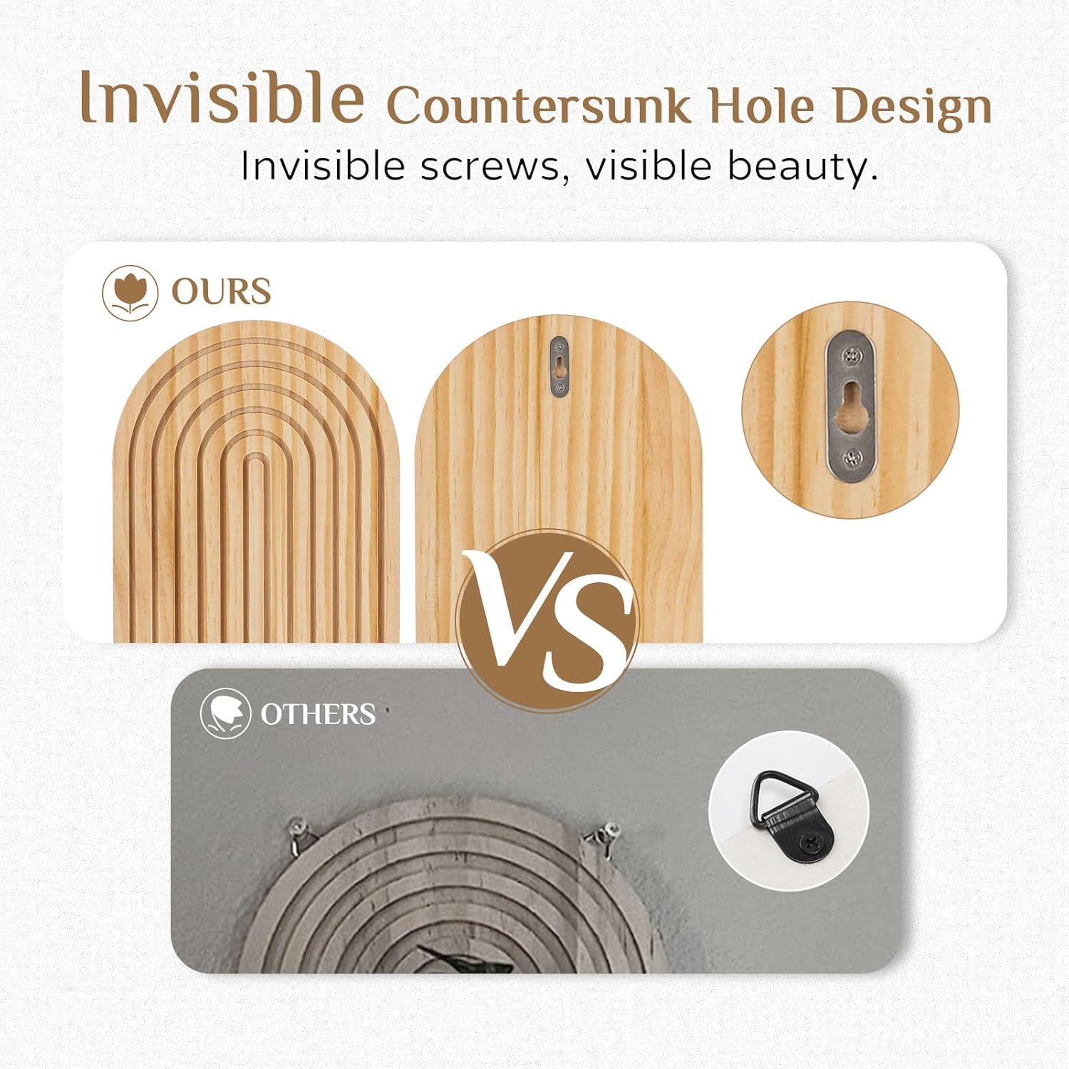 Boho Shelf Wall Decor - Bohemian Floating Shelves for Nursery Bedroom Living Room Aesthetic Hanging Shelf Modern Rainbow Wall Candle Holder (Natural)