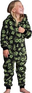 Kid's Boys and Girls Onesie Pjs Super Soft Football All-in-One Fleece Sleepsuit Pyjamas Ages 2-13 Years