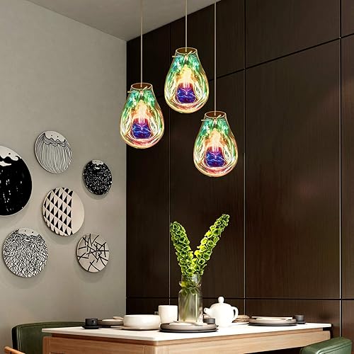 Miniatura 5 de Lámpara colgante enchufable con cable E26 E27, moderno vidrio soplado a mano, luces colgantes coloridas con cable de enchufe para cocina, isla, sala