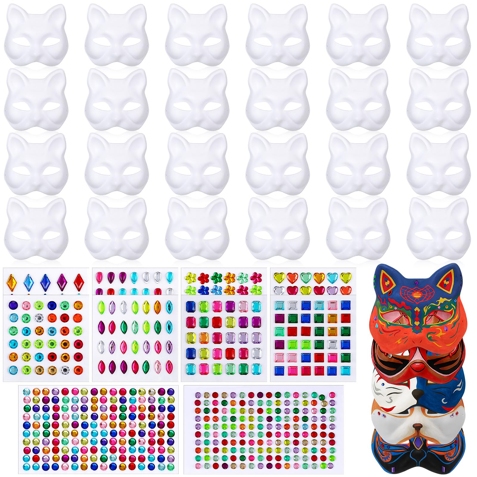 Leyndo Paper Mache DIY Masquerade Masks with Gem Sticker