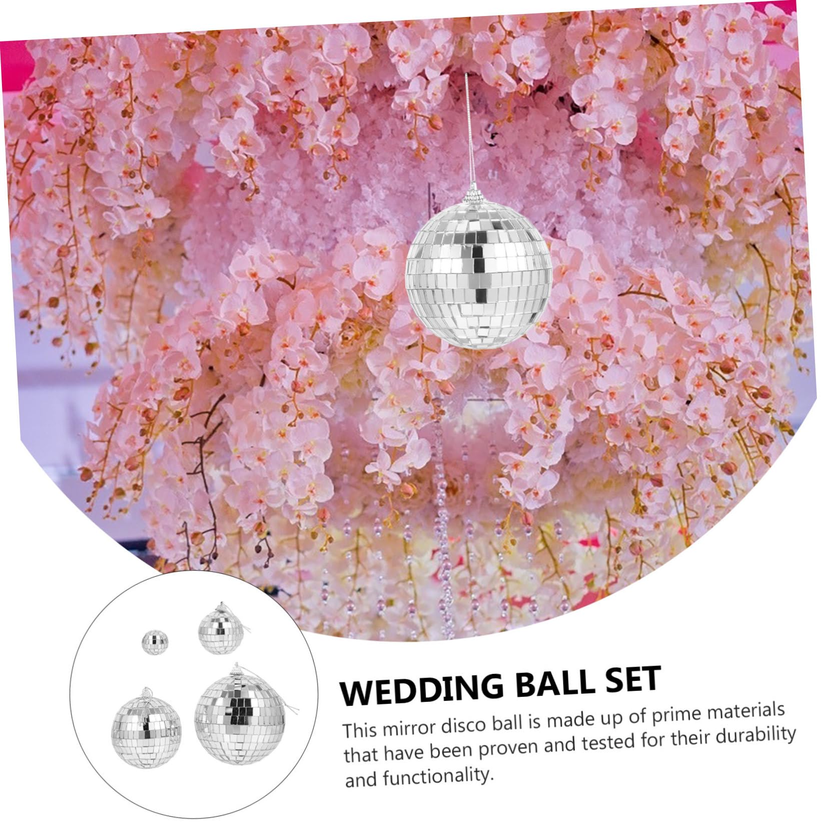 Boules à Facettes Disco 40 Pièces Boucle Suspendre 3-10 CM pour Décoration de Mariage et Gâteau en Verre Réfléchissant