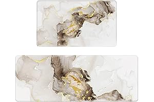 2-Piece Anti-Fatigue Marble Pattern Kitchen Mat Set by Hoikwo