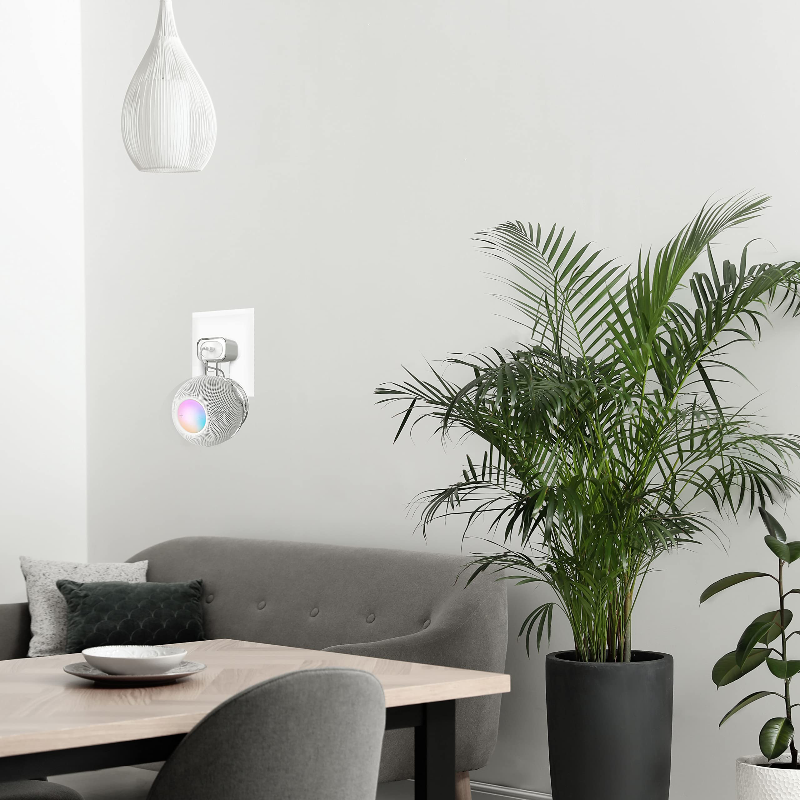 Supporto Parete Per HomePod Mini - Bianco/Nero, Design Salvaspazio Con Gestione Cavi Integrata