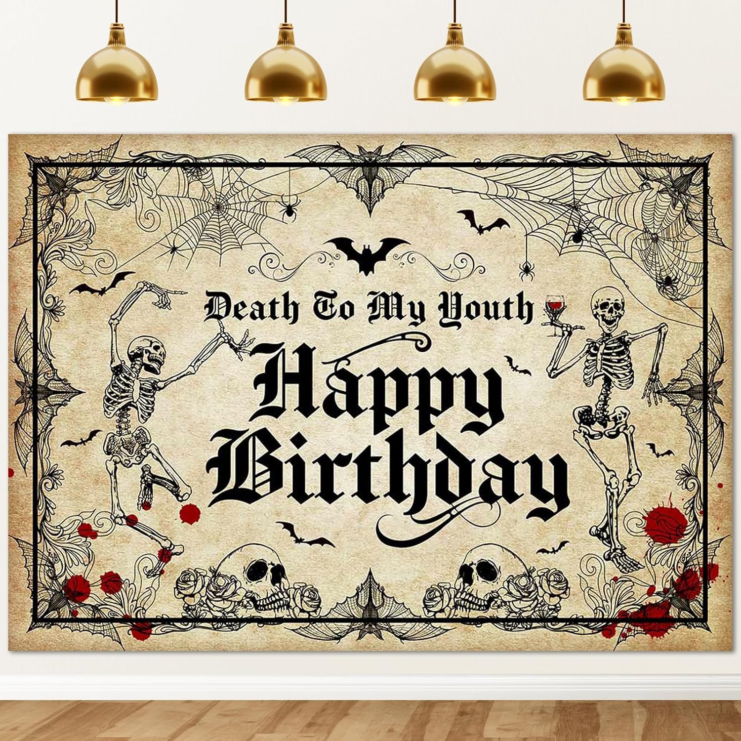 Avezano Death to My Youth Birthday Decorations Backdrop Halloween Birthday Party Decorations RIP to My 20s Funeral for My Youth Theme Birthday Party Photoshoot Banner (7x5ft)