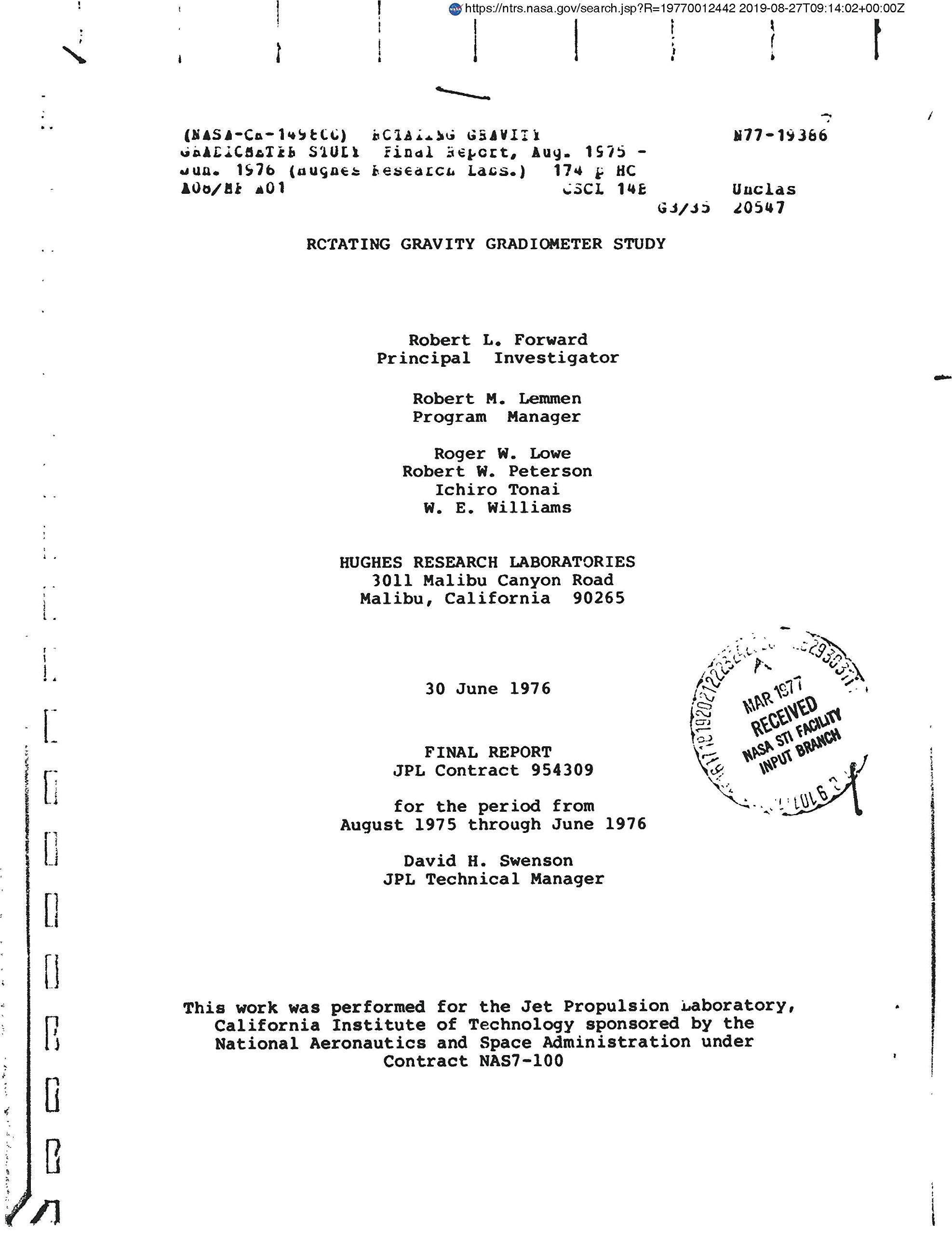 Rotating Gravity Gradiometer Study