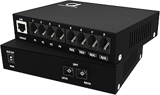 4 x POTS RJ11 Telephone and Gigabit Ethernet Over Fiber Converter - Multiplexer - Extender Set of FXS FXO Units - Universal Single and Multimode - 1 km MM (0.6 mi) 20km SM (11.4 mi) - Voice Over Fiber