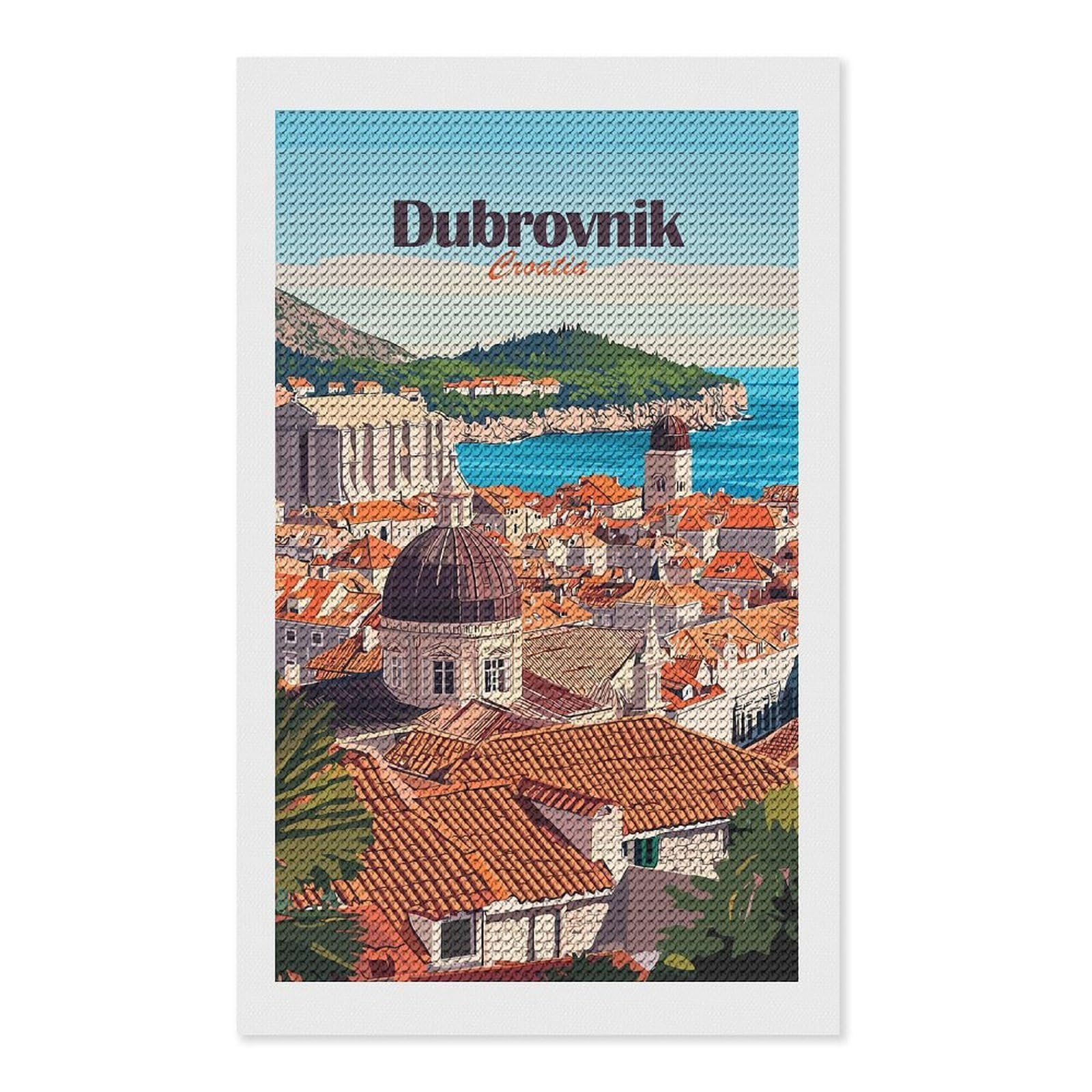 Junmoney Dubrovnik Cityscape(3) Diamond Painting Canvas Set 12"x20", for Women, Pleasing Wall Art Project, Aesthetic Room Decor, Gift Idea