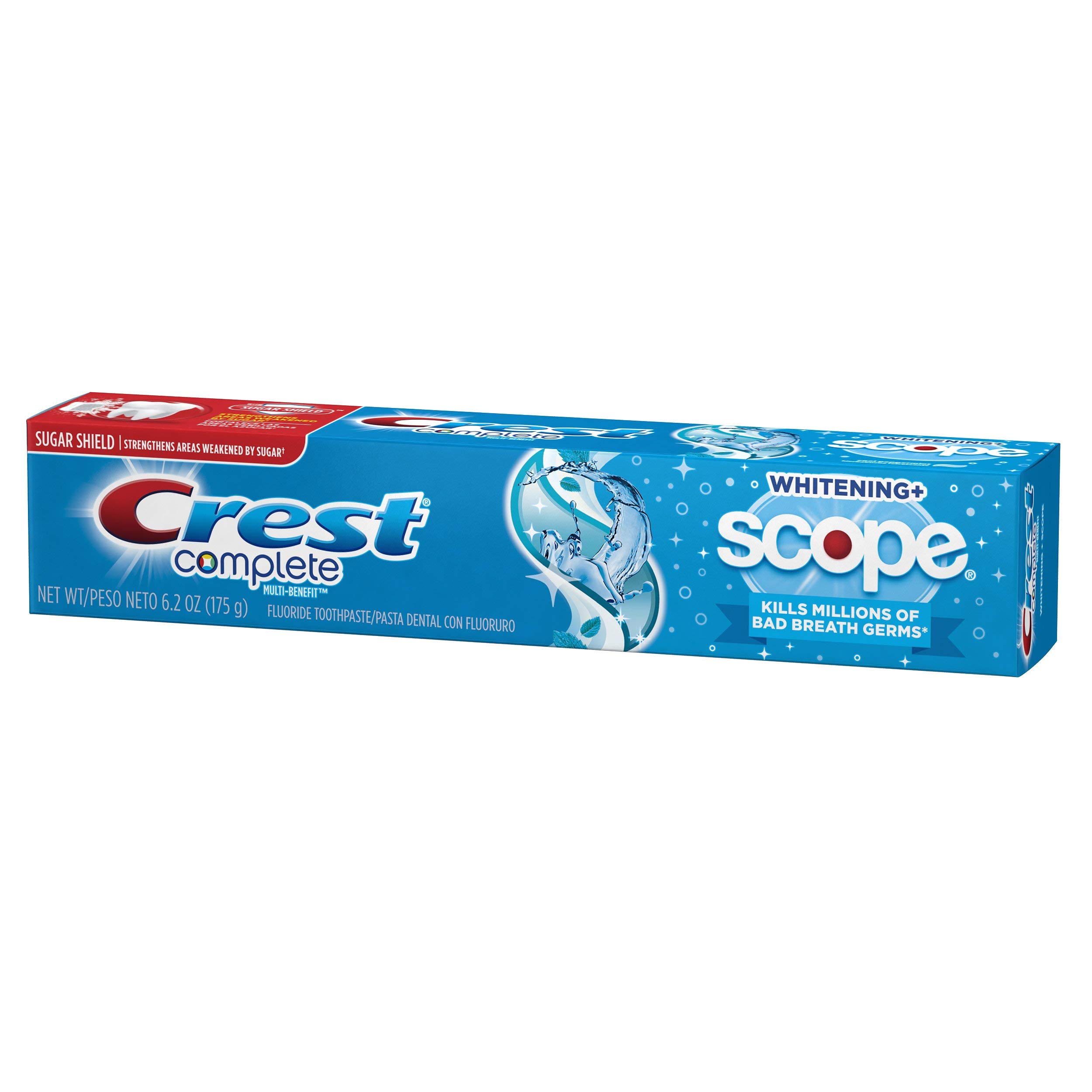 Crest Complete Whitening multibénéfices + Portée, frais Minty rayé Dentifrice, 6.2 Oz, Pack Of 6