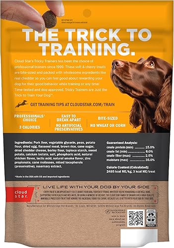 Miniatura 2 de Cloud Star Tricky Trainers - Golosinas suaves y masticables para entrenamiento de perros, bolsa de 14 onzas, sabor cheddar, ayuda de comportamiento