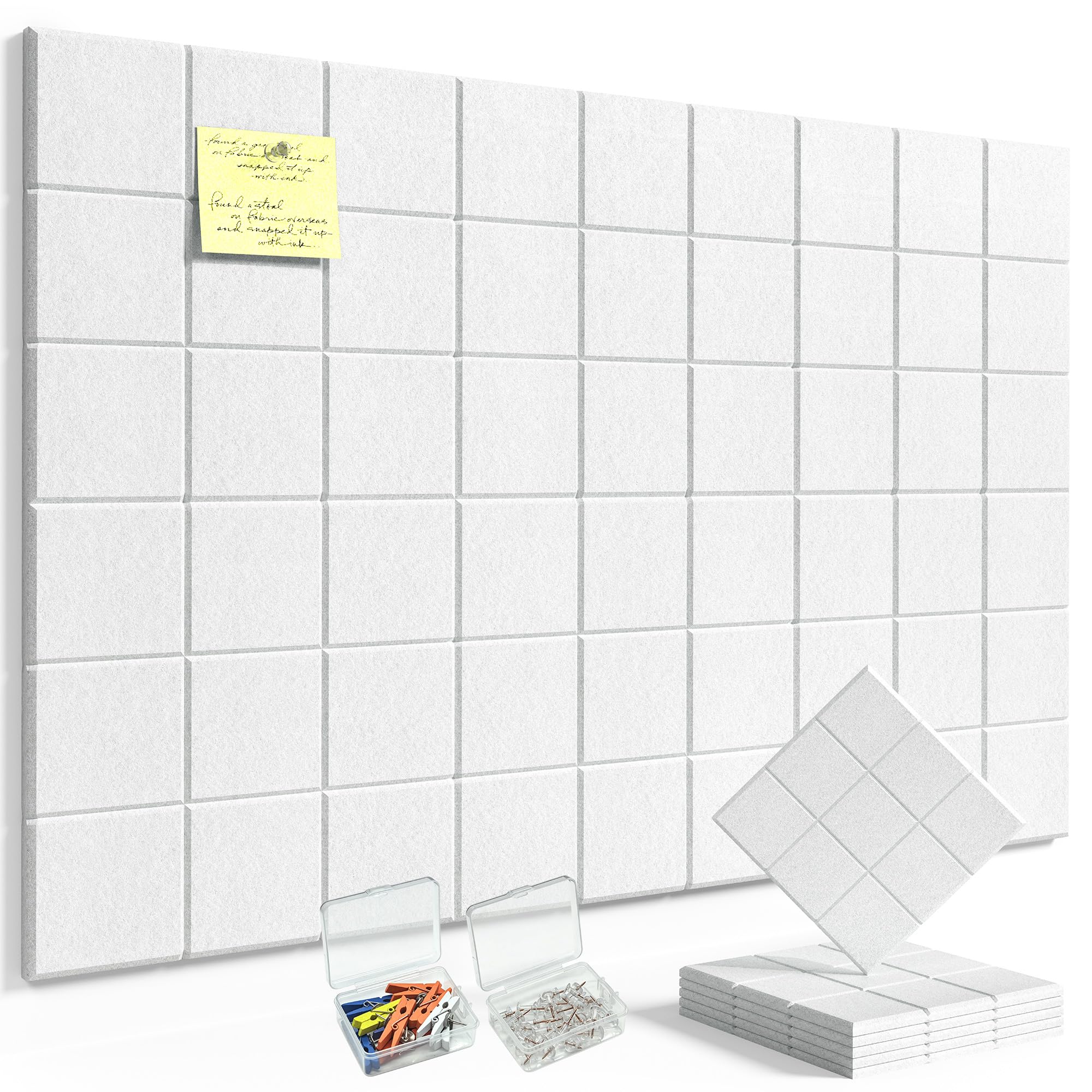 HyFanStr Pin Board Notice Board, 6 Pack 30x30cm Felt Bulletin Board Tiles, Removable Self Adhesive Cork Board Alternative for Classroom Wall Home Office Kitchen, 0.9cm Thick — image 1