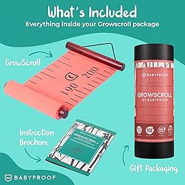 Growscroll Modern Kids Growth Chart for Wall - Unique Height Chart for Boys & Girls - Handcrafted Using Canvas & Hard Types of Wood - Makes A Great Collectible Or Family Heirloom - Coral