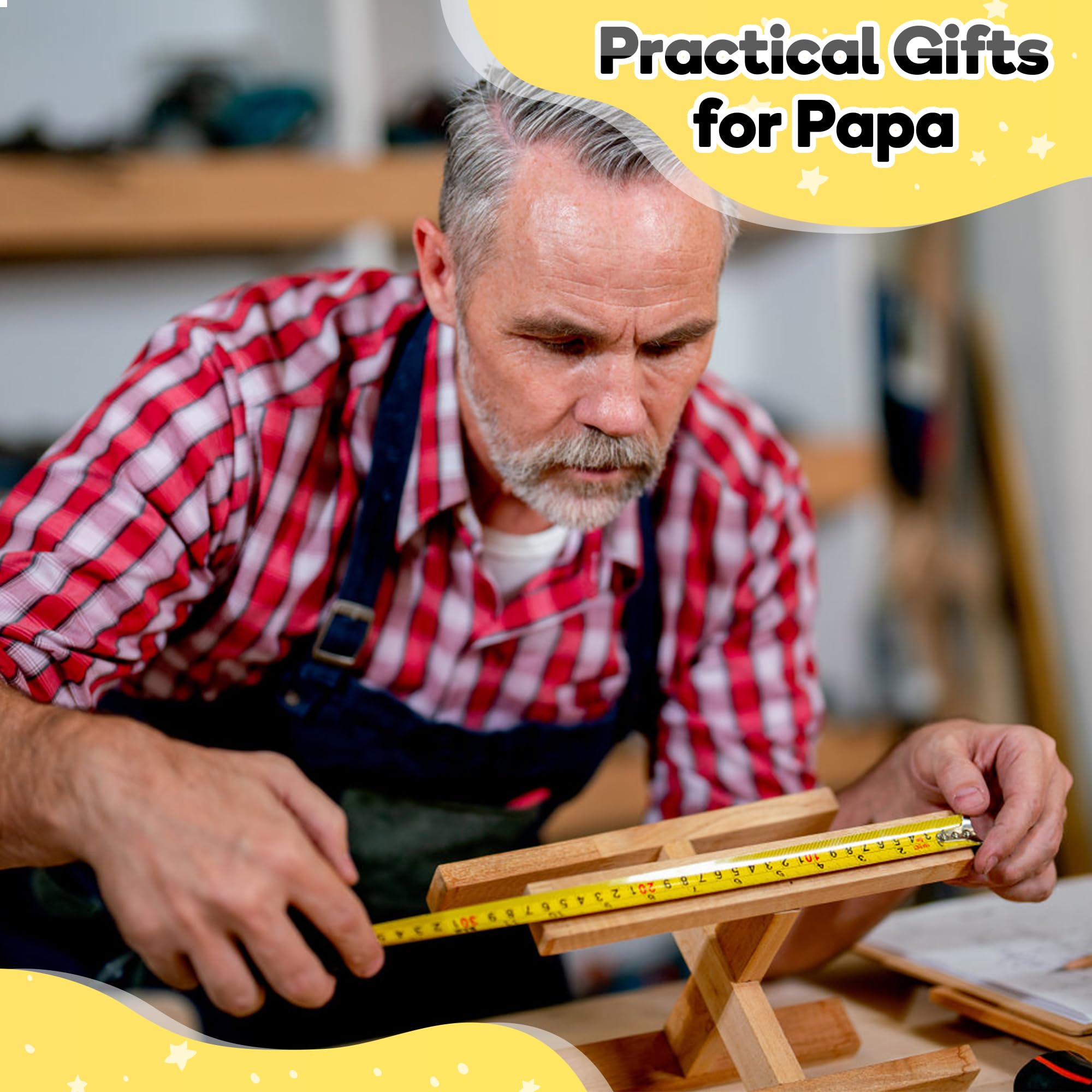 Papa Gifts for Grandpa, Papa Fathers Day Gift Ideas, Best Papa Gifts from Grandchild, Christmas Birthday Gifts for papa, Tool Gifts Carpenter Gifts for Grandpa, Engraved Tape Measure 25FT
