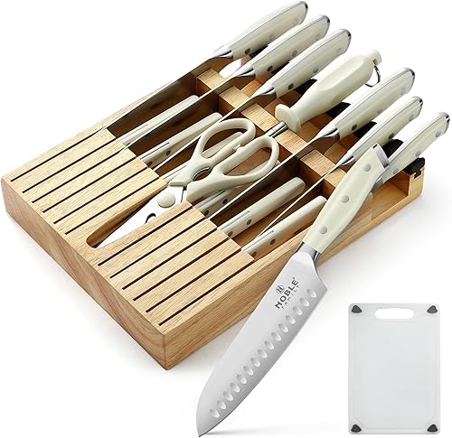Juego de 16 cuchillos de cocina con bloque de madera, juego de cuchillos de cortar, juego de bloques de cuchillos de acero inoxidable, juego de