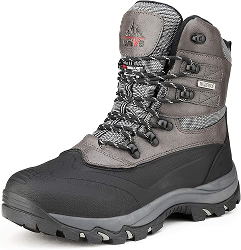 NORTIV 8 - Botas de esquí de invierno con suela de goma para hombre, con aislamiento impermeable