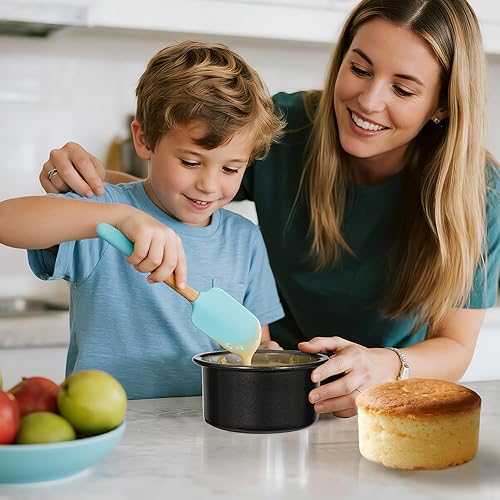 Miniatura 9 de AWTBDP Juego de moldes para pasteles de 4 y 6 pulgadas, juego de 2, molde redondo para hornear, moldes para pasteles de capas de metal de acero