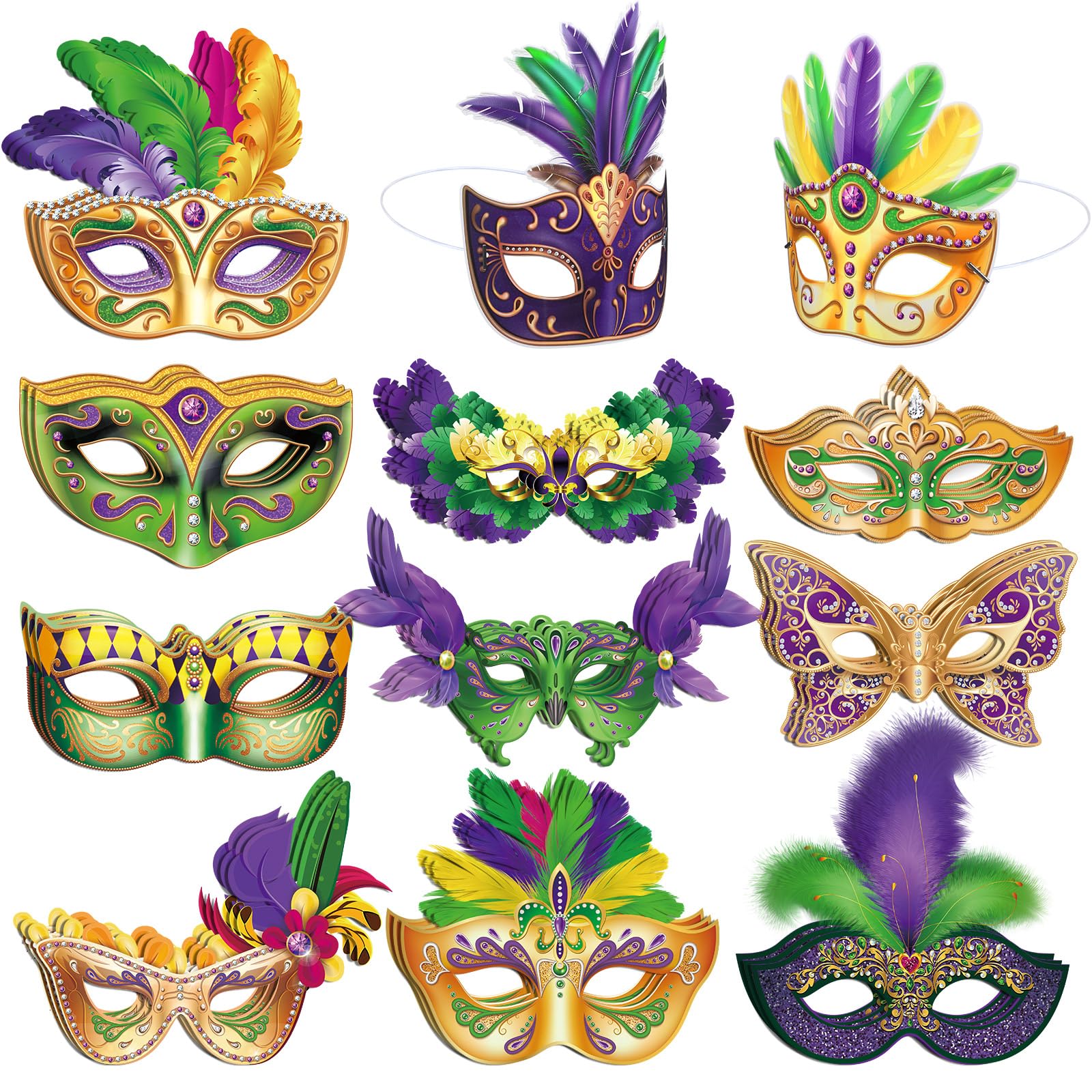 Capoda 72 Pcs Mardi Gras Masks Bulk Masquerade Venetian Costume Mask for Girls Boys Adults Mardi Gras Costume Party Supplies