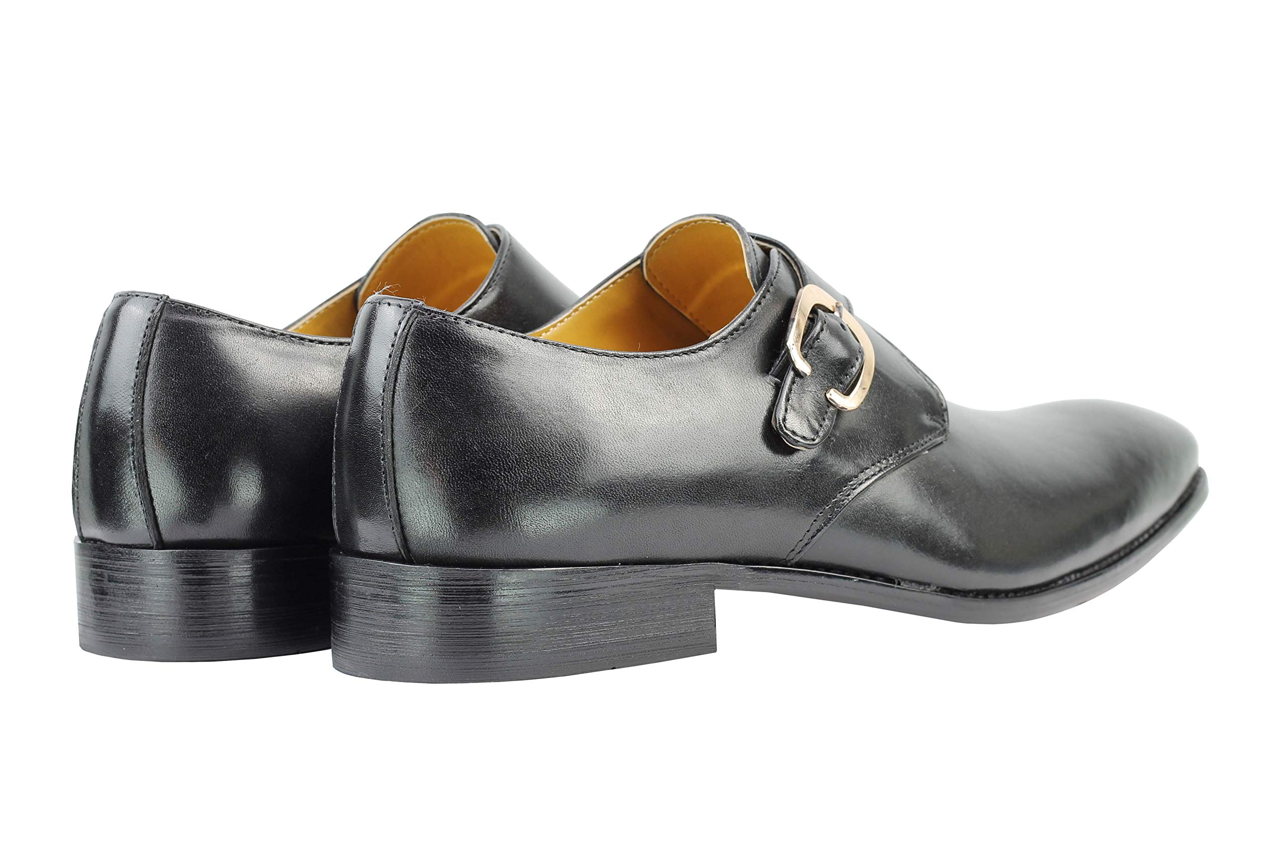 Monk Strap Uomo Oxford Fannulloni Lucido Genuine Leather Brown Black Shoes Casual Chic Abito Ufficio [HY03-4-20-BLACK-41]