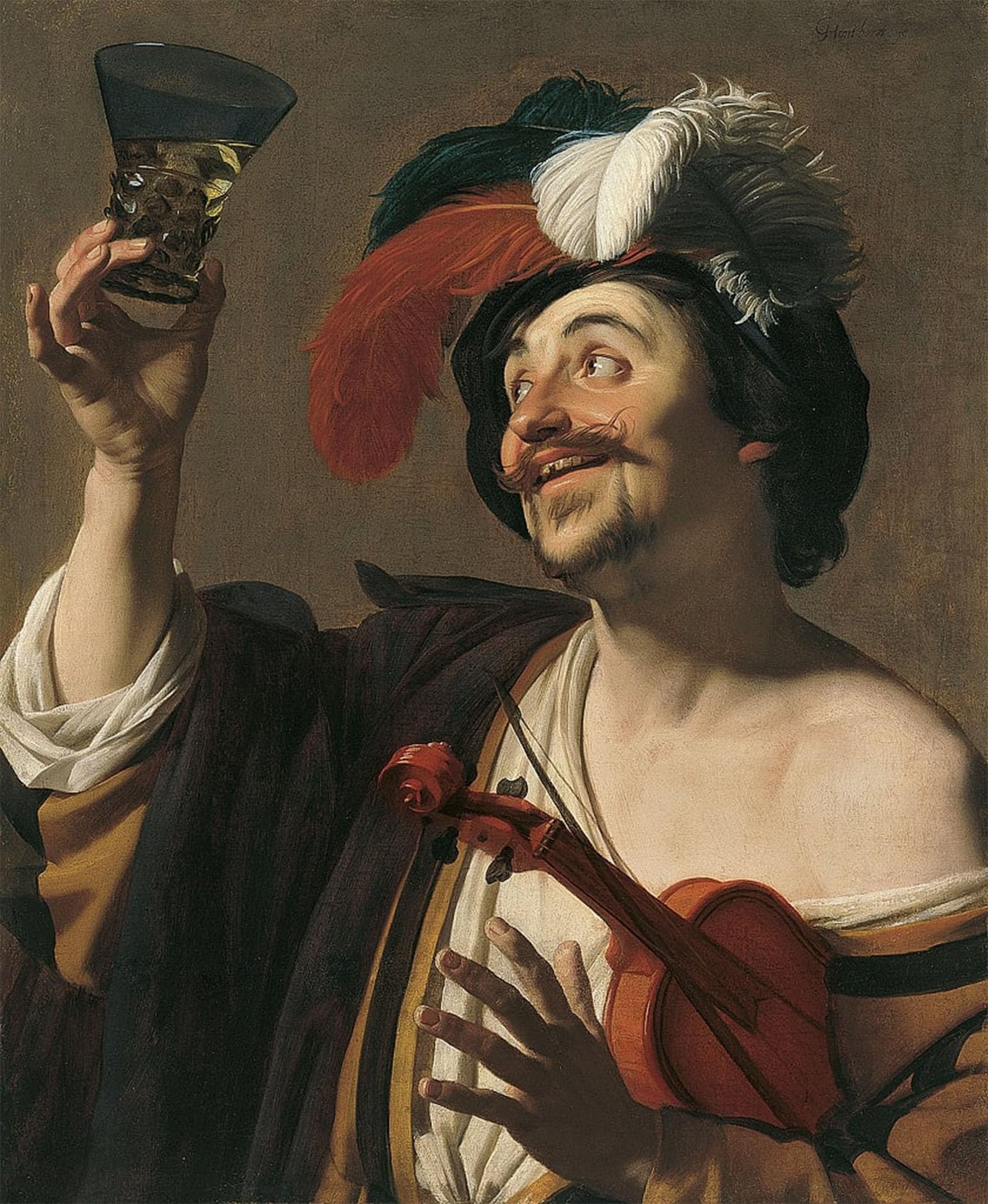 Serendipitp No Frame Vintage Picture Print On Canvas Wall Art Poster The Happy Violinist By Gerrit Van Honthorst Artwork Print Poster For Wall Decor 60X90cm