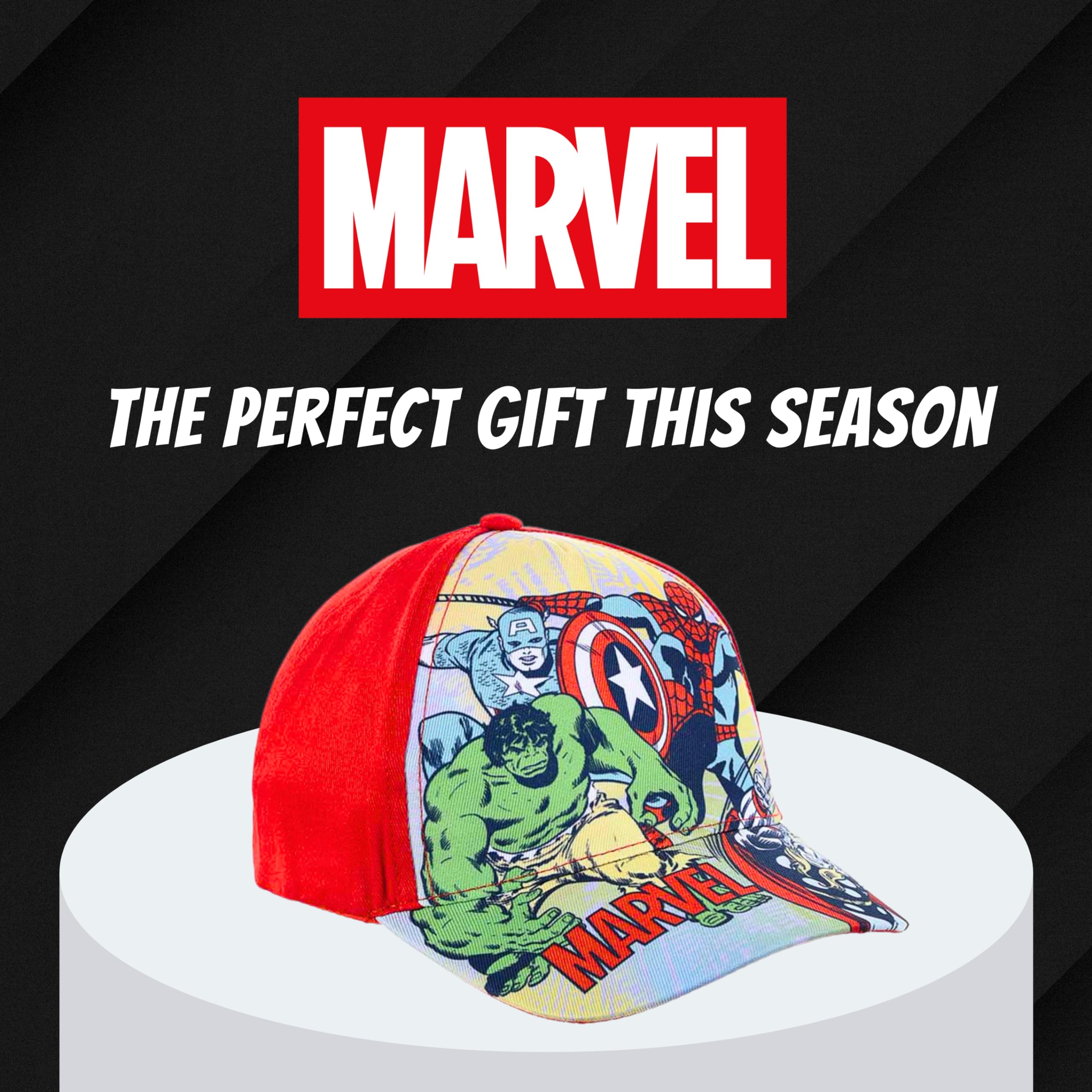 Marvel Avengers Cappello per Ragazzi, Design The Avengers Hulk Thor Capitan America e Spider-Man Cappello da Baseball Berretto Estivo per Bambino, Regalo per Ragazzo | Rosso